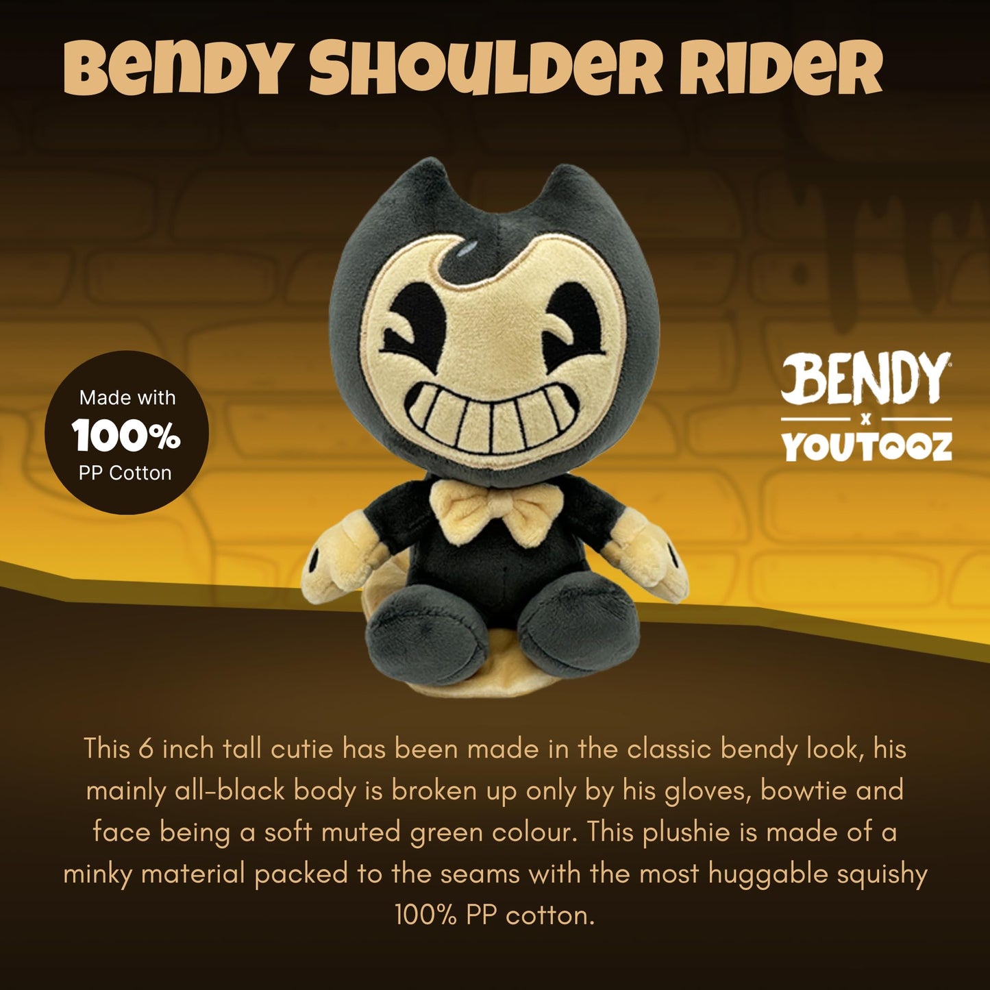 Youtooz Bendy Shoulder Rider 6" Plush, Bendy Shoulder Rider Plushie, Collectible Bendy Shoulder Rider from Bendy and The Dark Revival Bendy and The Dark Revival Plush Collection