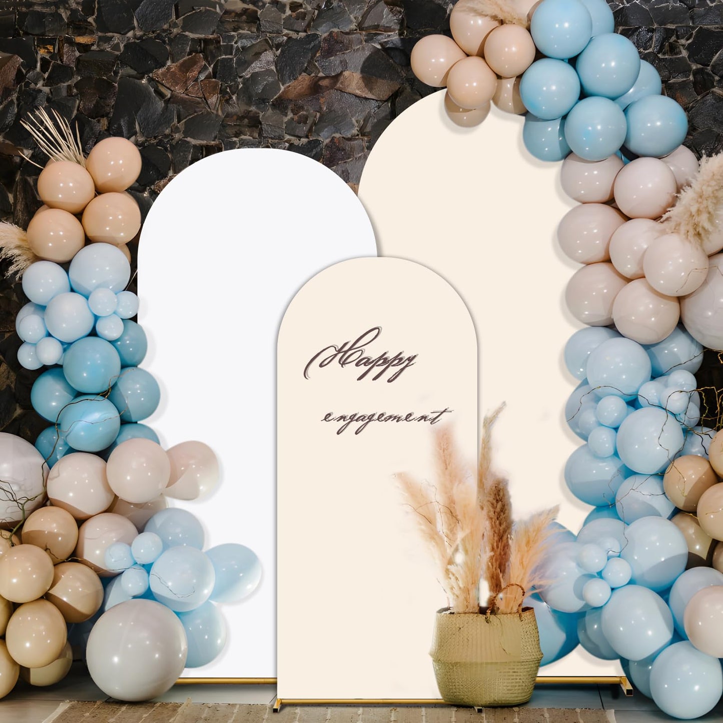 Double Color Arch Backdrop Cover Set of 3 - 6ft/6.6ft/7.2ft Wedding Spandex Fitted Covers for Round Top Arch - Baby Party Birthday Banquet Shower (White+Cream)