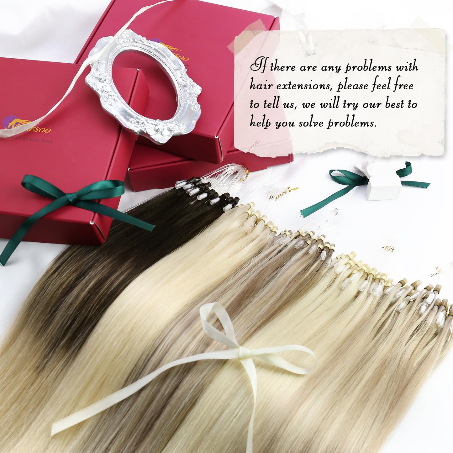 Moresoo Micro Loop Hair Extensions Real Human Hair Blonde Microbead Hair Extensions Ash Blonde with Bleach Blonde Hair Extensions Micro Loop Human Hair Extensions Highlighted 50G/50S 20 Inch #P18/613