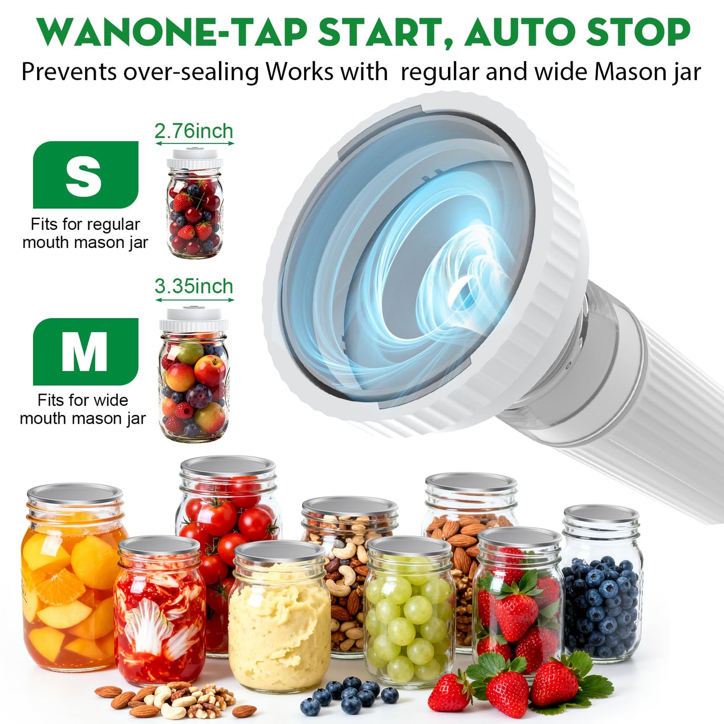 Innoworld 3-in-1 Vacuum Sealer for Food Compatible with Vacuum Bag, Mason Jar, Wine Bottle, Handheld Saver Compact Vacuum Sealer Machine