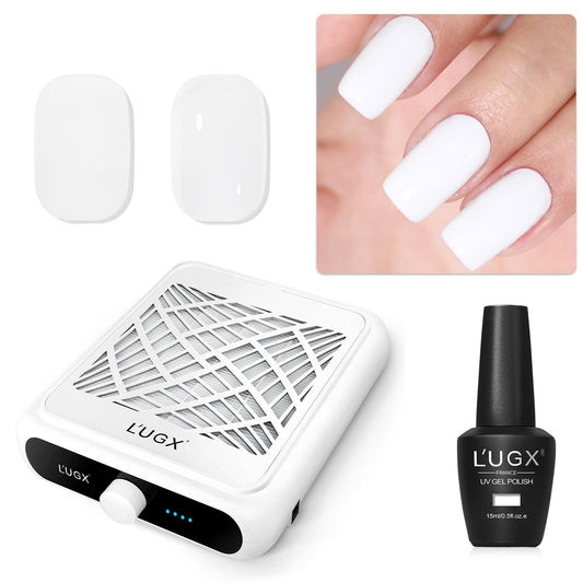 L'UGX Professional Nail Dust Collector with White Gel Nail Polish 15ml