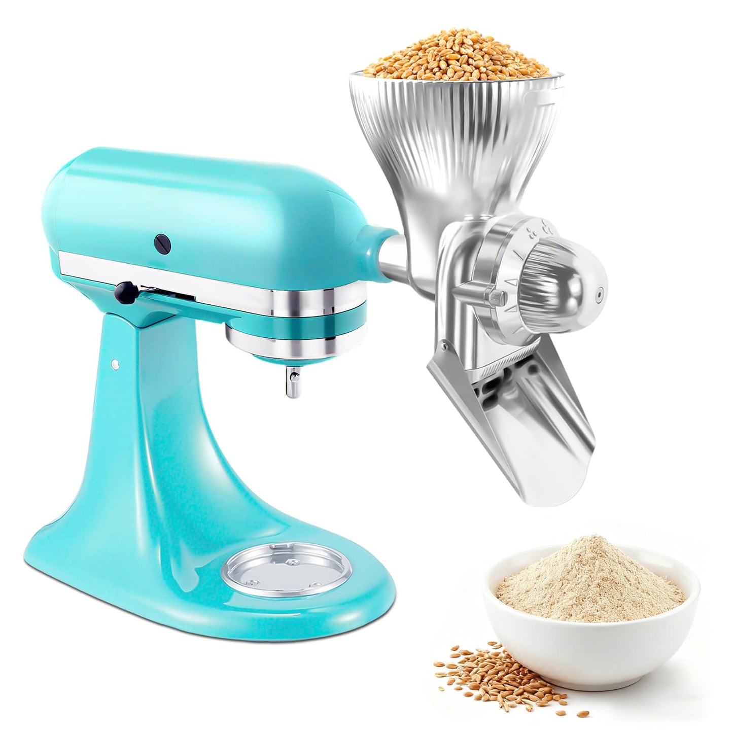 Grain Mill Attachment for KitchenAid Stand With 12 Grind Level, Kitchen Aid Mixer Attachments Wheat Grinder Fit for Wheat, Corn, Oats, Buckwheat, Millet and Other Cereals - New Upgrades