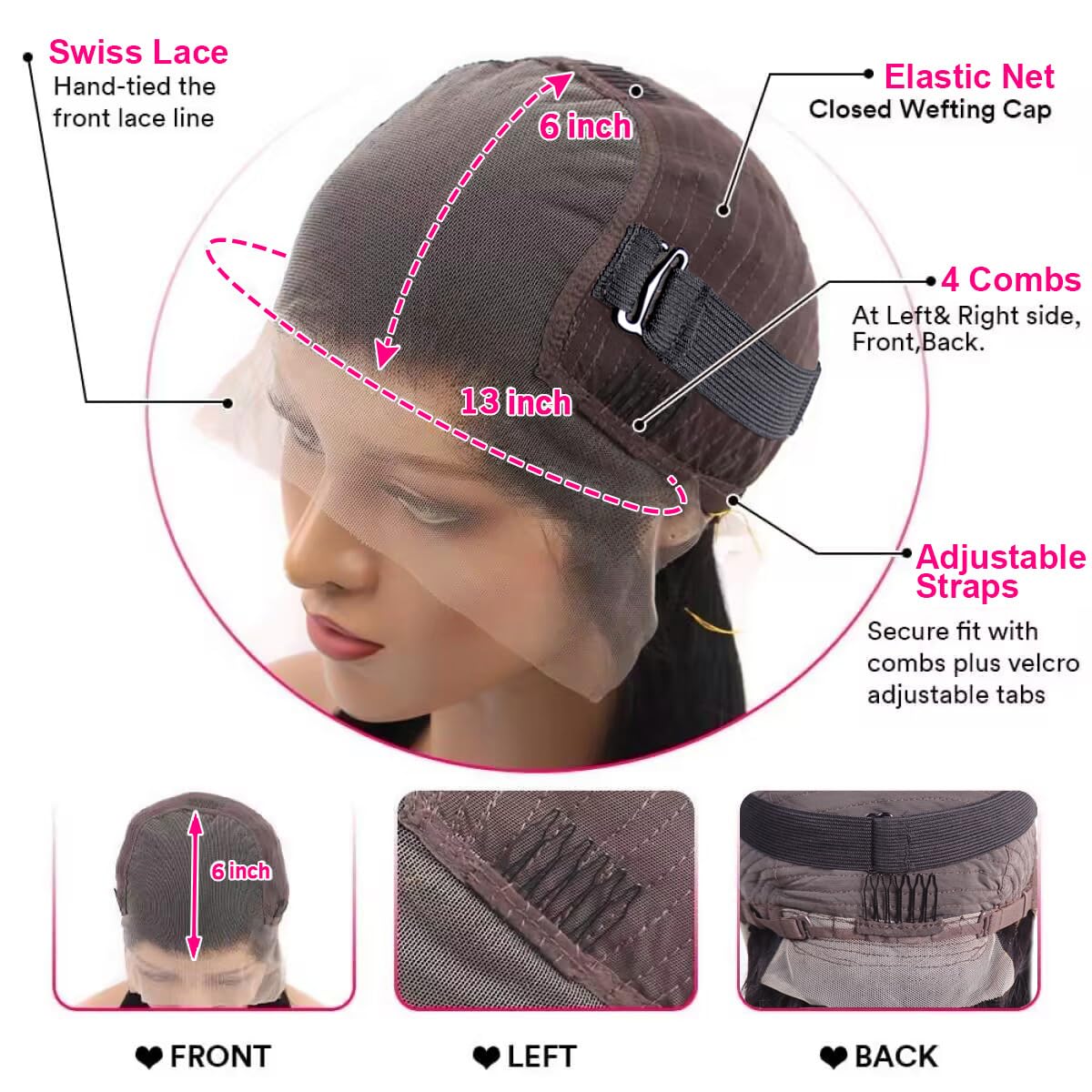 mengkai 13X6 Straight Lace Front Wigs Human Hair Pre Plucked with Baby Hair 13x6 HD Transparent Lace Frontal Wigs Human Hair 180% Density Straight Human Hair Wigs for Women 30 Inch Glueless Wigs