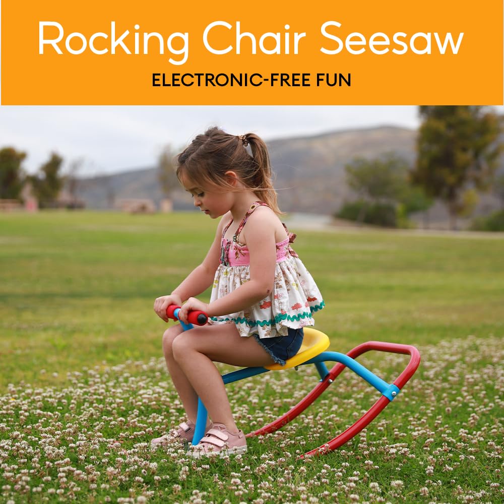 PLATPORTS Kids Rocking Horse Rocking Chair Seesaw: Safe Home Playground Backyard Equipment, Rocker Single Teeter Totter for Youth Junior Kids