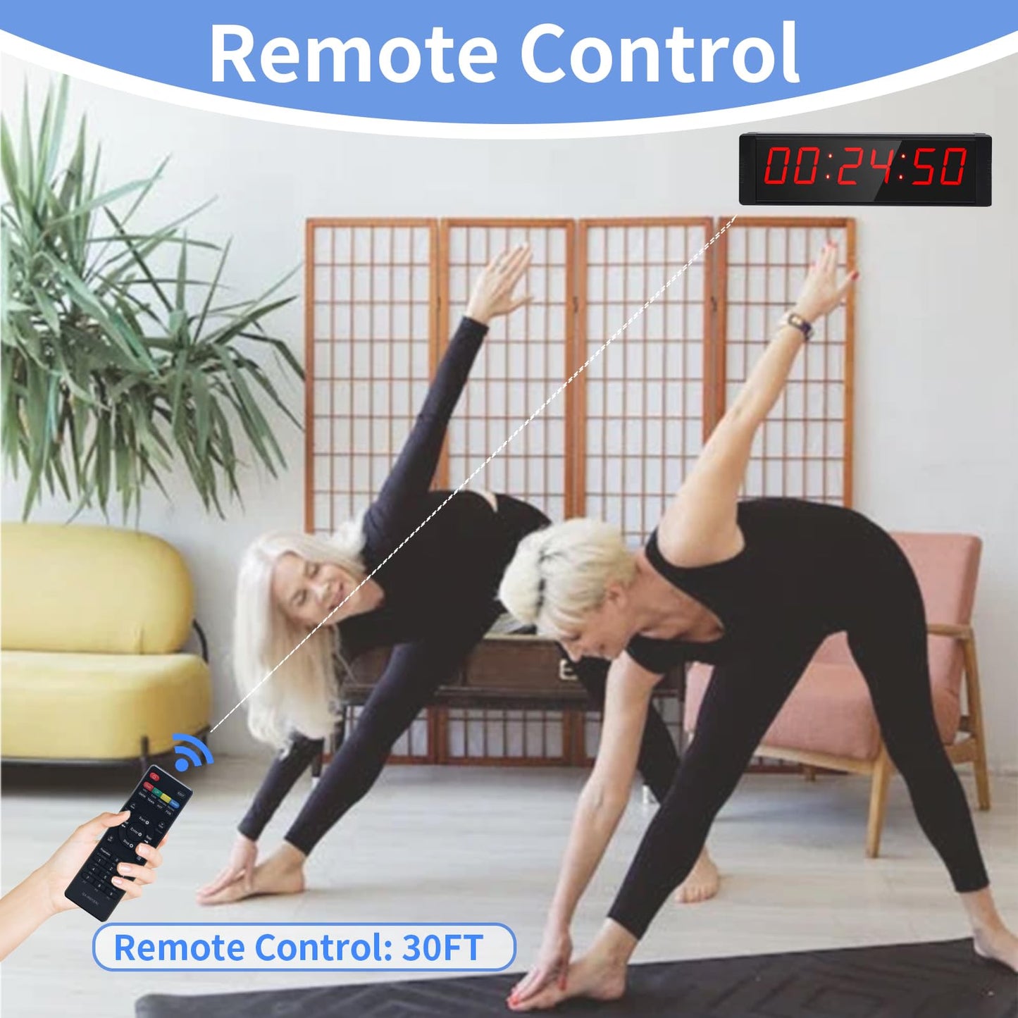 Ousmile Large Stopwatch with Start/Stop Button, LED Digital Timer with Remote, Countdown Clock with Buzzer, Gym Clock for Home Gym, Interval Timer for Workout