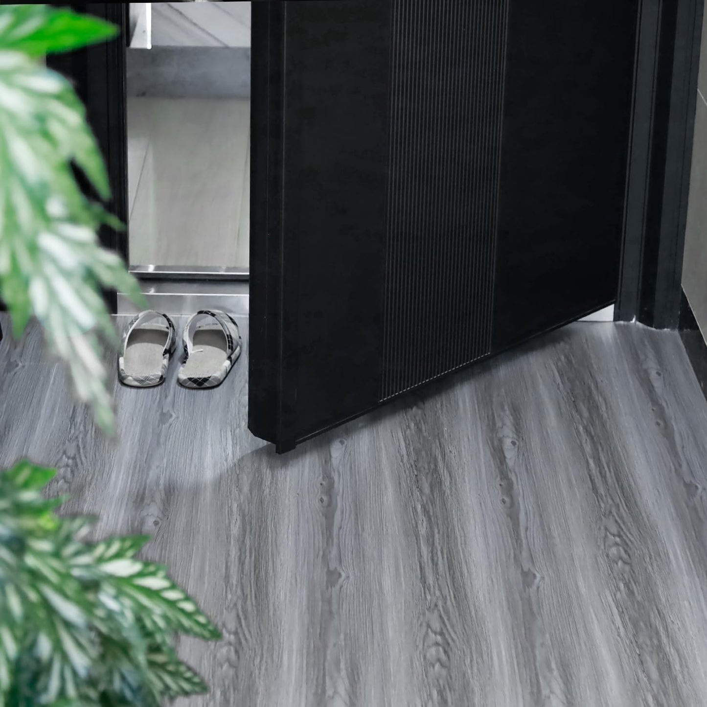 auxua Wood Grain Peel and Stick Floor Tiles – 11.8” Width, Full Roll Length of 394" – Versatile Design for Any Space, Grey Self Adhesive Vinyl Flooring, Waterproof and Non-Slip Features