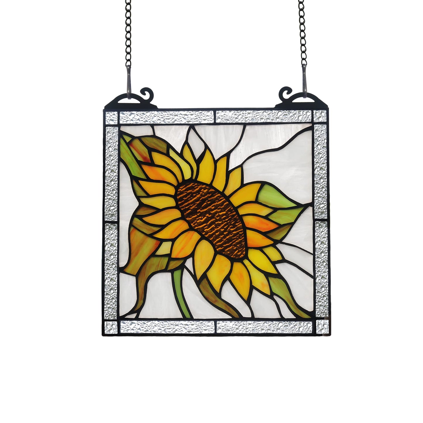 HAOSUM Sunflower Stained Glass Panels Window Hanging,Sun Flower Suncatcher Handmade Art Elegant Decoration,Sunflower Gifts for Women Home Decor,Window Or Wall Decor for Living Room, Bedroom