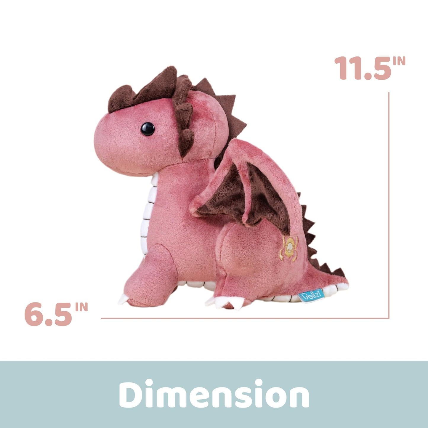 Bellzi Fire Dragon - Cute Stuffed Animal Plush Toy - Adorable Soft Dragon Toy Plushies and Gifts - Perfect Present for Kids, Babies, Toddlers - Draggi