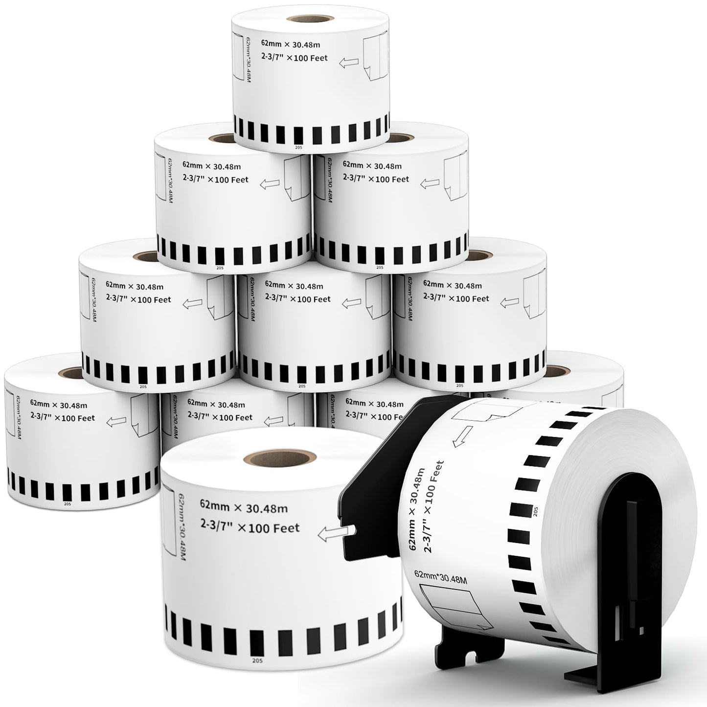 12 Rolls Replace Brother Continuous Label DK-2205 (2.4" X 100') Compatible with QL-800 QL-820 QL-810 QL-1110 and Other All Brother QL Label Printer, Suitable for Address Labels Barcode Labels