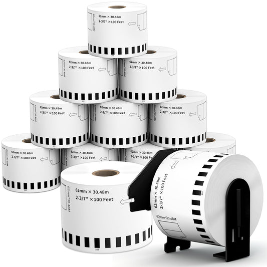 12 Rolls Replace Brother Continuous Label DK-2205 (2.4" X 100') Compatible with QL-800 QL-820 QL-810 QL-1110 and Other All Brother QL Label Printer, Suitable for Address Labels Barcode Labels