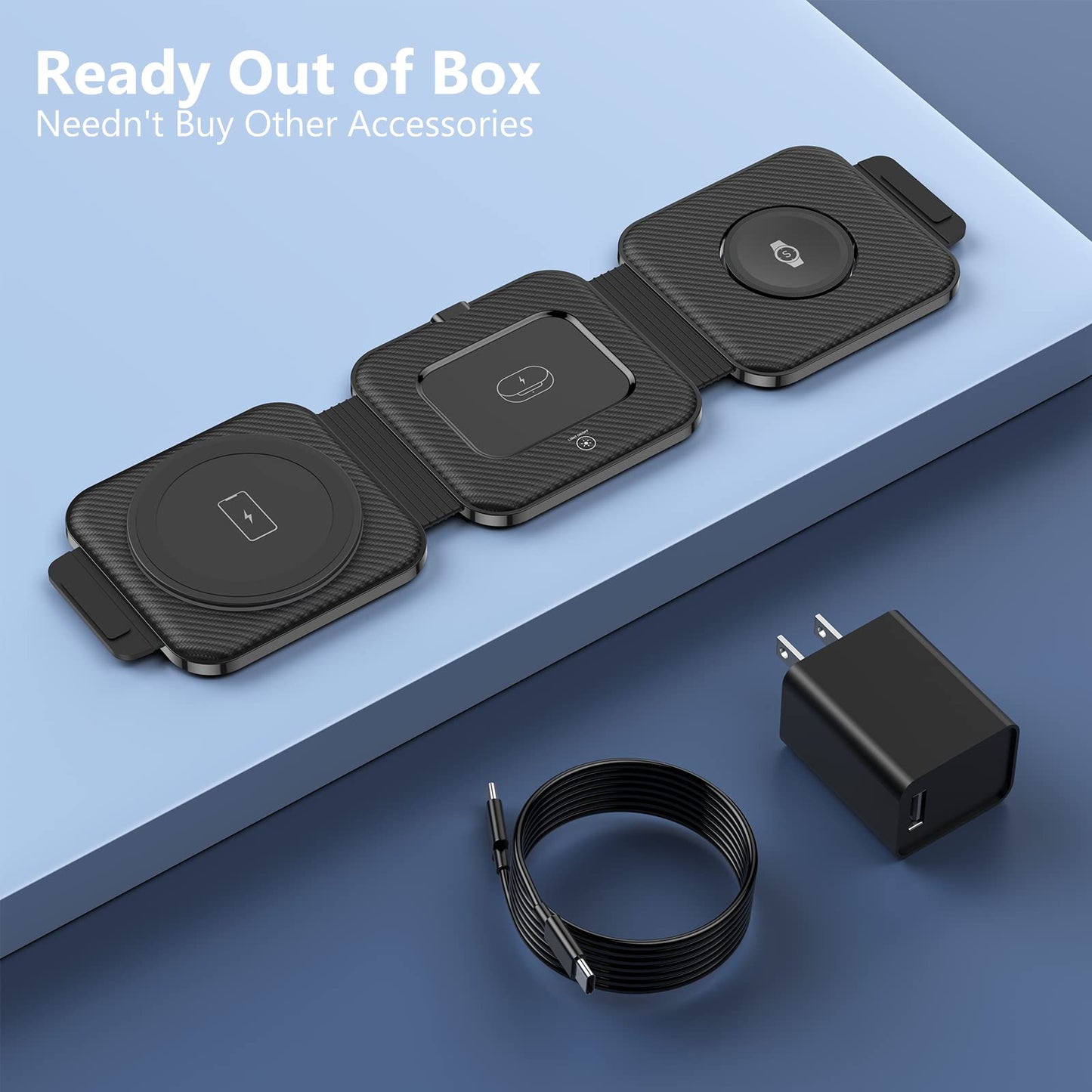 Travel Charger for Samsung Multi Devices, Foldable 3 in 1 Wireless Charging Station Fast Charging Stand/Pad Compatible for Samsung Galaxy S25/S24/S23/S22/S21/Note20 Galaxy Watch7/6/5/4/3 Galaxy Buds3