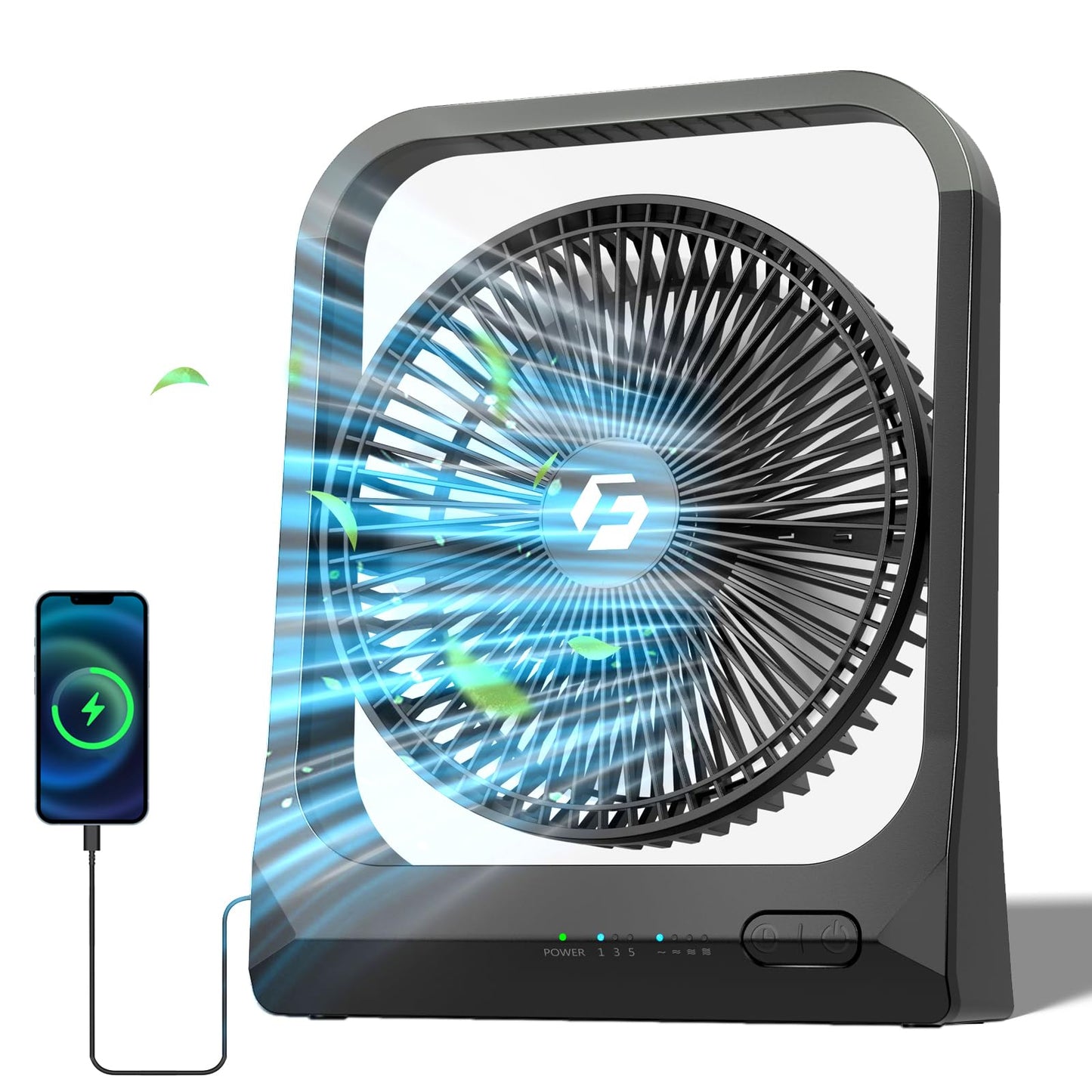 20800mAh Rechargeable Fan, 8-Inch Battery Powered Fan - Up to 80H Runtime, Portable Fan with 4 Speeds/Timers/70° Rotation /Quiet, Desk Fan for Bedroom, Office, Travel, Cruise, Gifts for Men Women