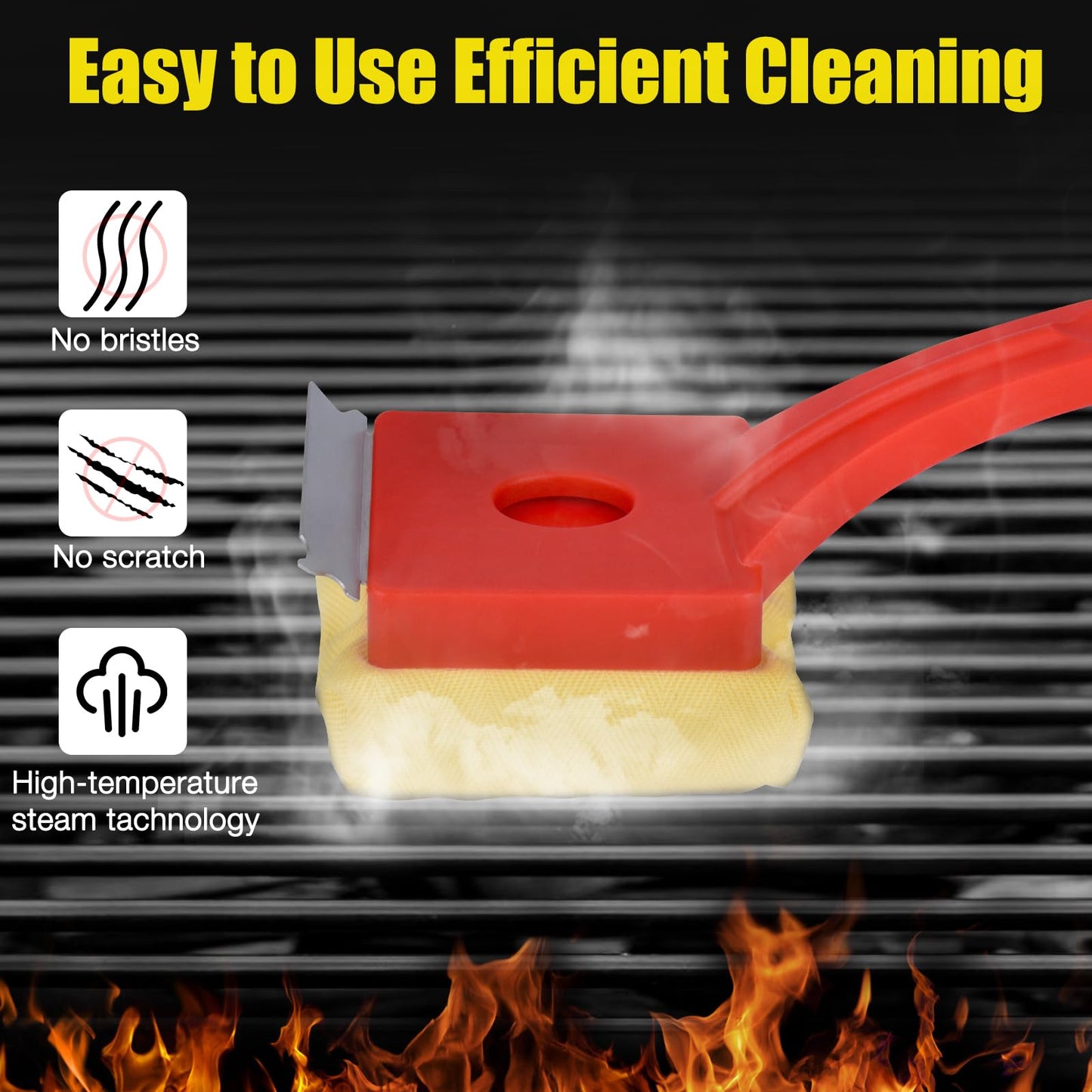 Grill Brush Bristle-Free – Steam Cleaning – Includes 2 Extra Brush Head – Heavy-Duty Barbecue Scraper,Red
