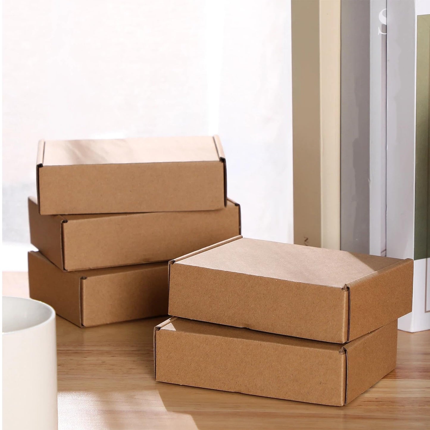 Qilery 100 Pcs 5.91 x 3.94 x 1.57 Inches Shipping Boxes Cardboard Gift Corrugated Cardboard Brown Boxes Mailer Packaging for Mailing Small Business Present