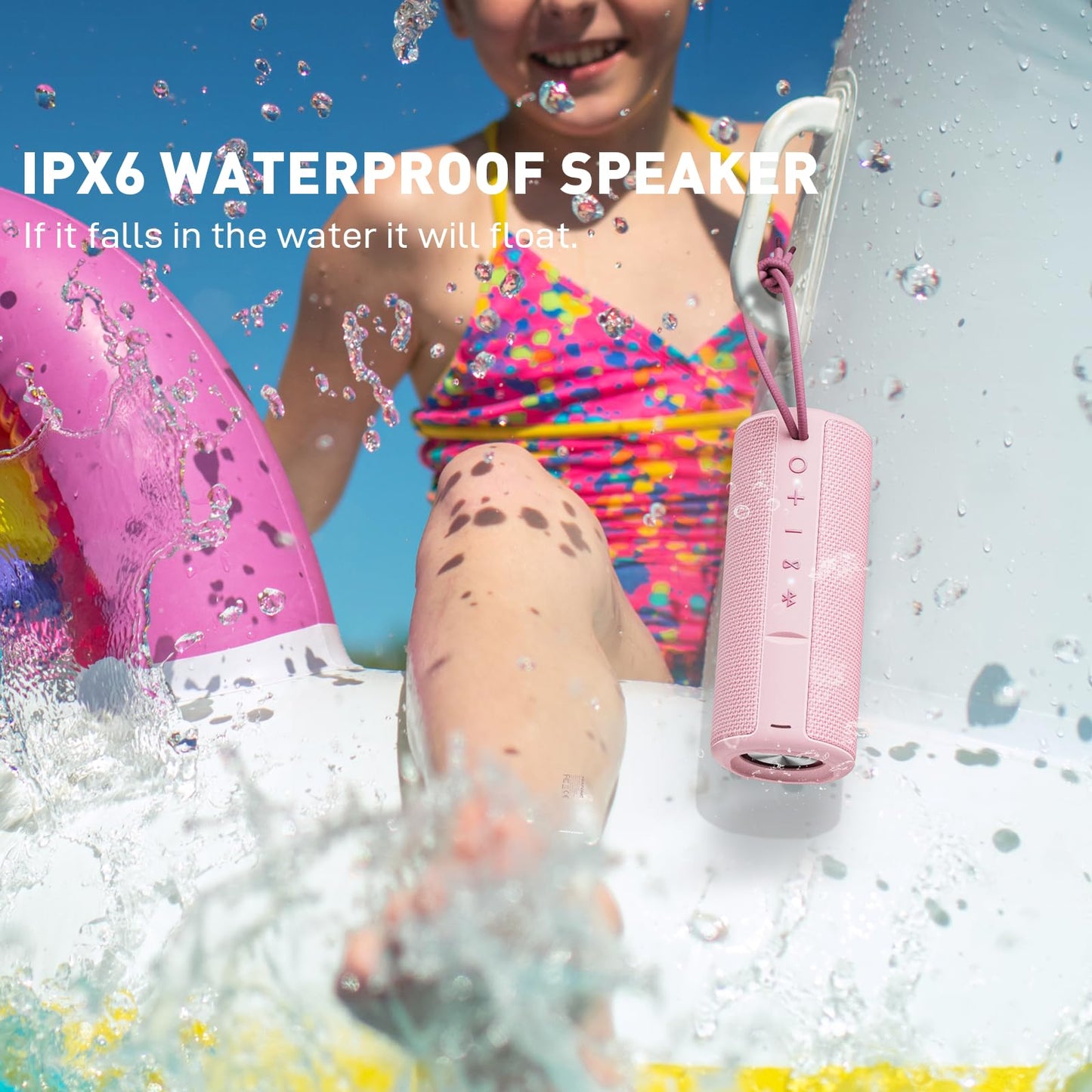 MIATONE Boombox Outdoor Portable Bluetooth Speaker Wireless Speakers Waterproof - Pink