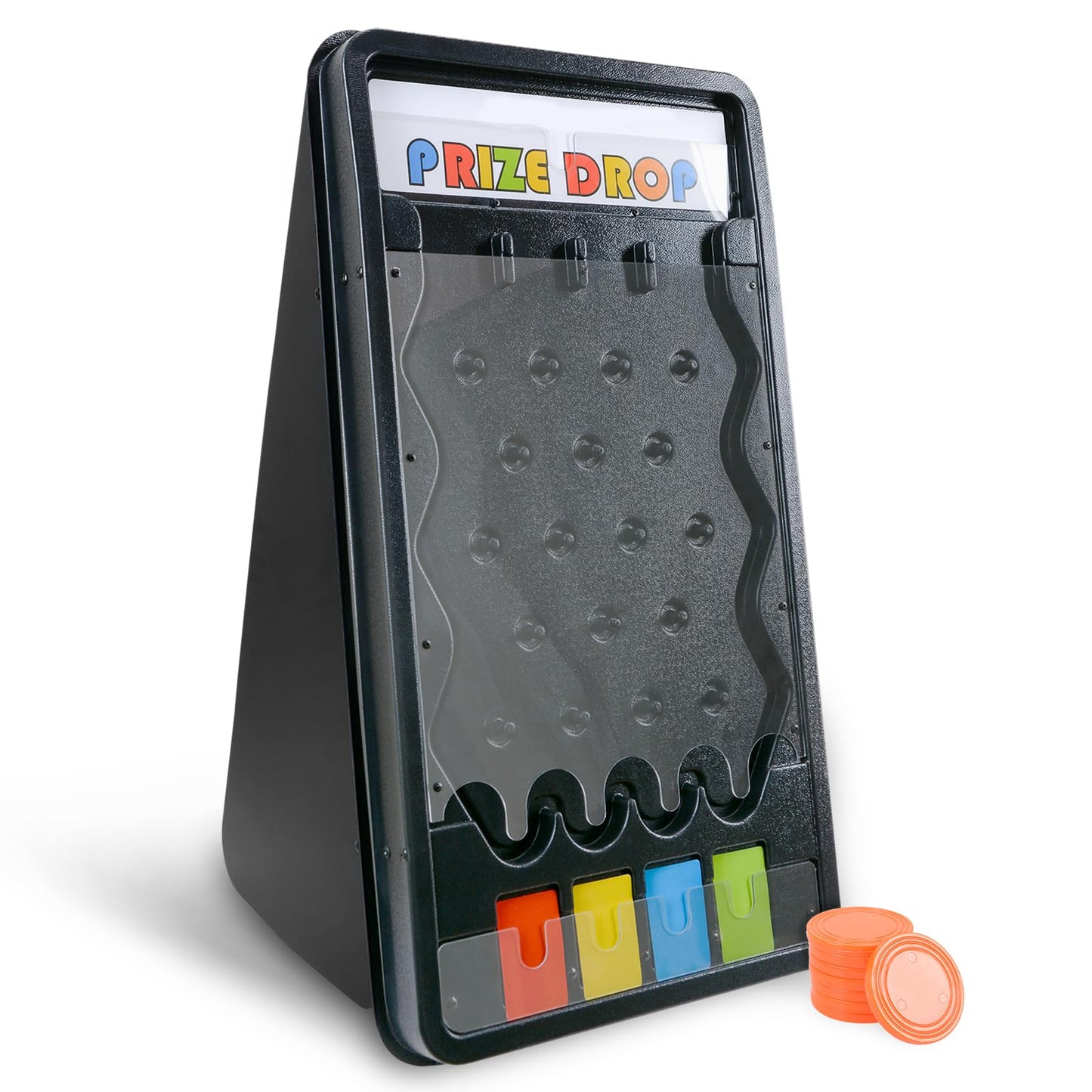 Hooomyai Mini Tabletop Prize Drop Board Game 25"x14" Plinko Board Foldable Stand with Customizable 8 Playing Pucks for Carnival Tradeshow Party