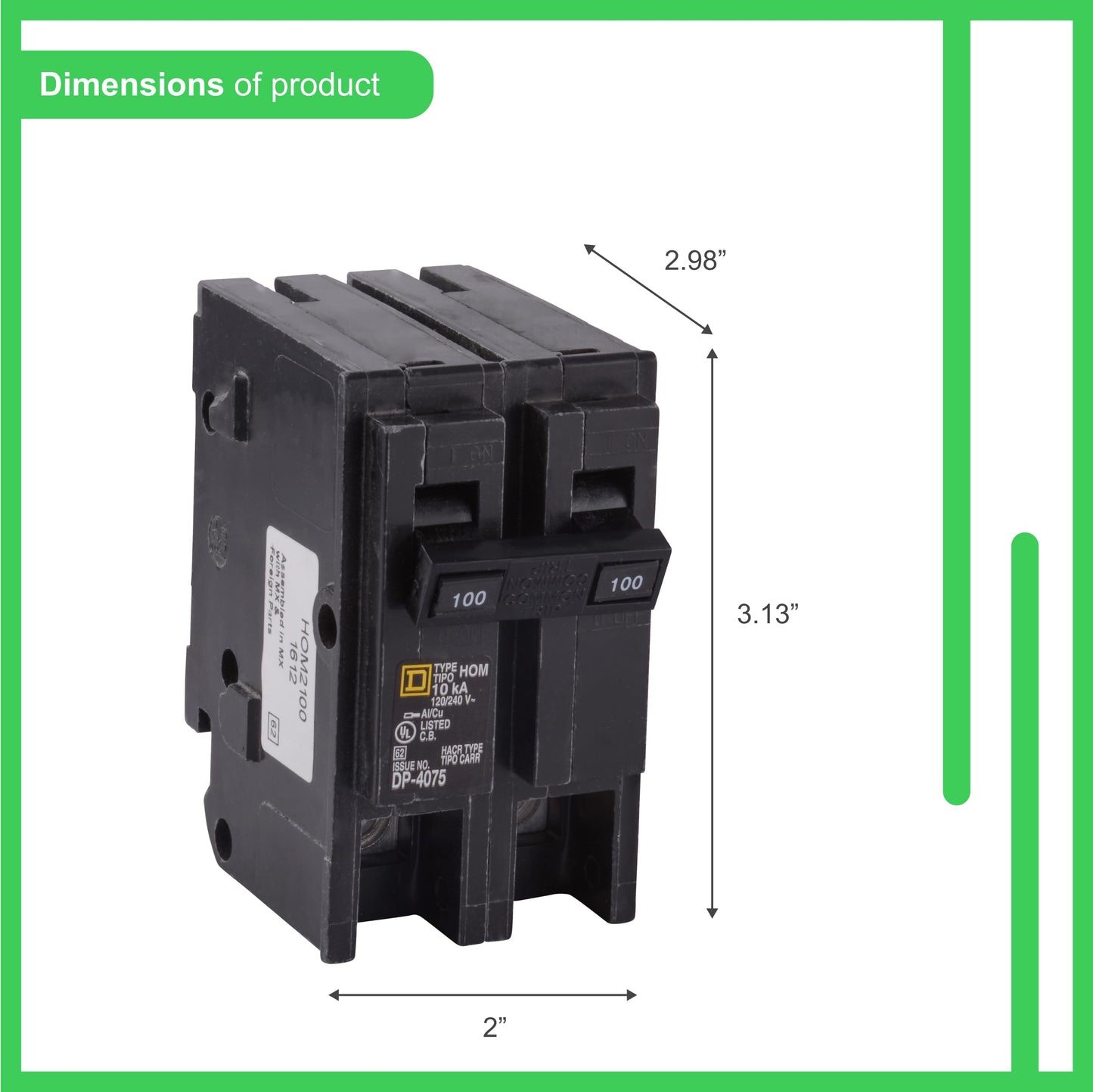Square D by Schneider Electric HOM2100CP Homeline 100-Amp Two-Pole Circuit Breaker