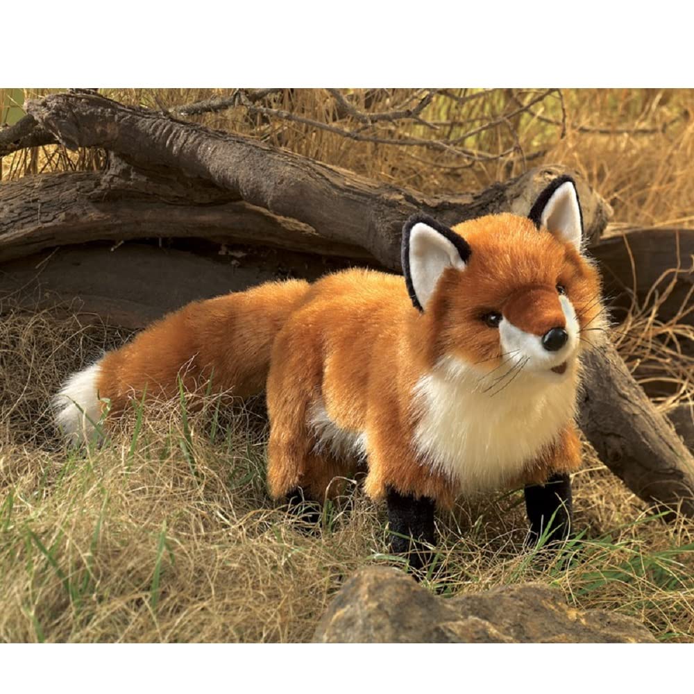 Folkmanis Puppets Red Fox Hand Puppet, Red/White/Black