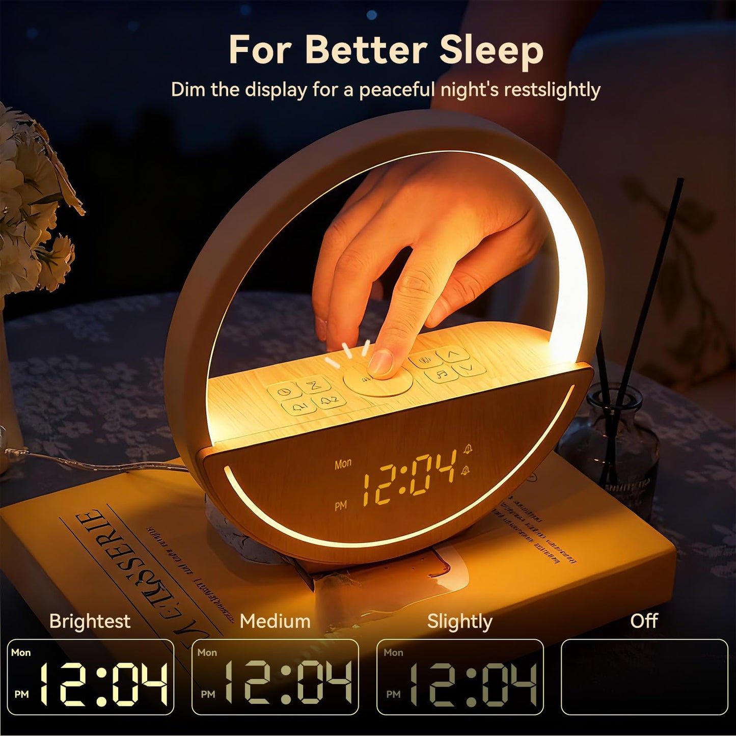 Vivilumens Wake Up Light Sunrise Alarm Clock - White Noise Sound Machine with 20 Soothing Sounds Sleep Better, Weekdays/Weekends Dual Alarms, Bedroom Bedside Lamp, Gift for Heavy Sleepers