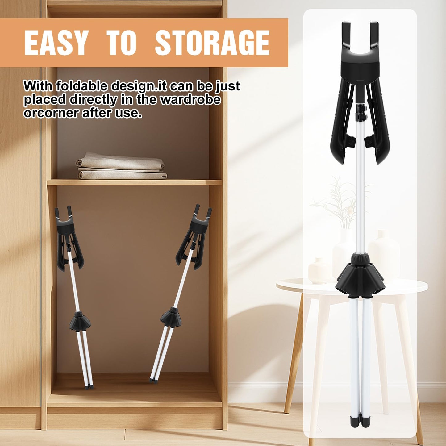 Patelai 2 Pack Adjustable Shirt Display Stand 32-63 Inch, Foldable Clothing Display Stand Mannequin Torso for Retail Vendors, Multi-use Steamer Rack for Clothes Garment(Black)
