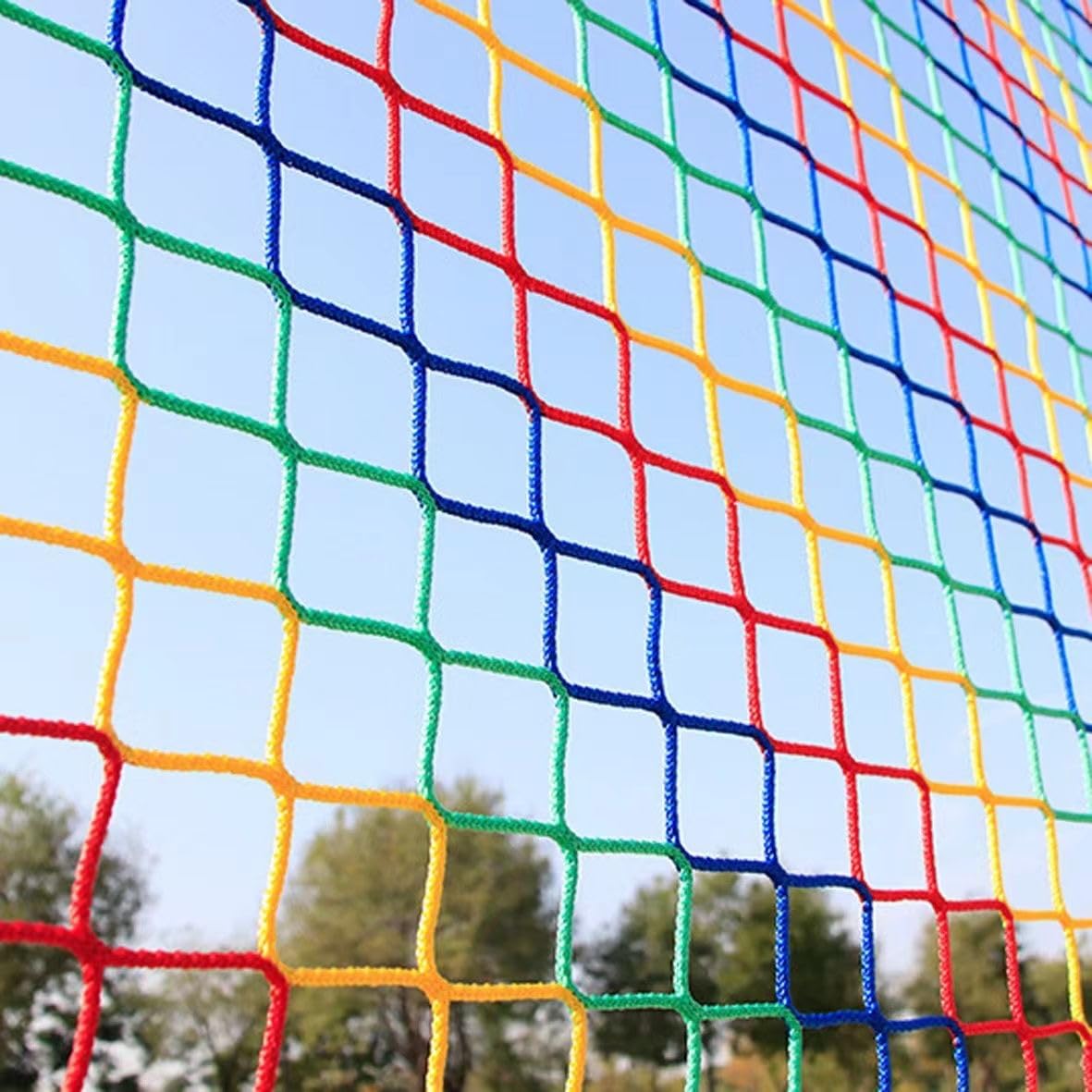 Climbing Cargo Net for Kids Outdoor Balcony Safety Rope Netting Playground Stairway Railing Children Pets Toys Knotless Sports Netting Colorful Stair Home School Play Fence Protection Net3.3X16FT