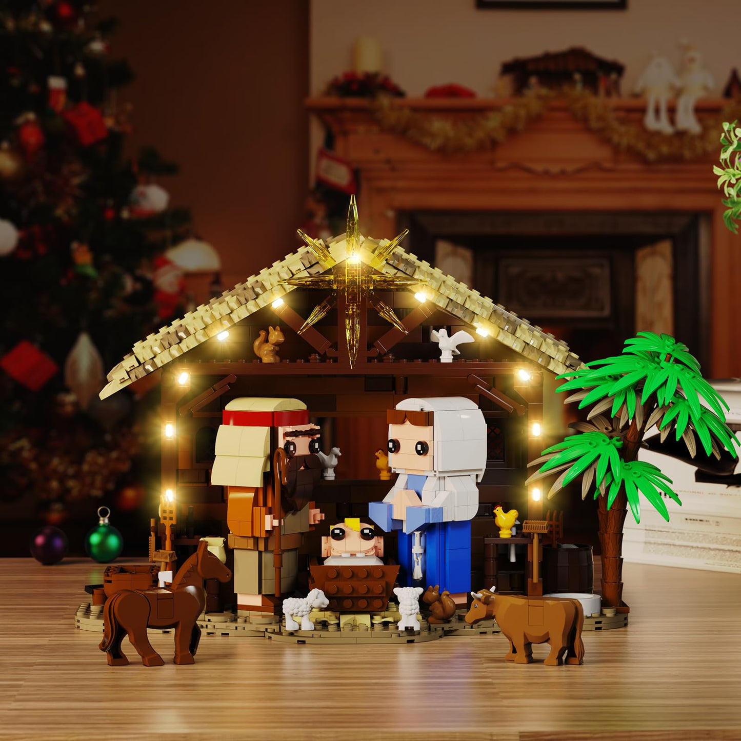 Jesus Building Block Set, The Nativity Set,Compatible with Lego,Jesus Building Toy of Faith Series, Bible Story Jesus Figures with LED Light, Christmas, Christian Gift for Adults and Kids (1000 PCS)