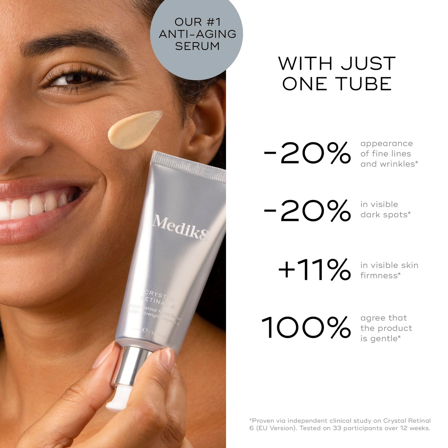 Medik8 Crystal Retinal 6 - Brightening, Firming, Advanced Skin Retinaldehyde Serum - Smooths Wrinkles - Hyaluronic Acid, Glycerin, Vitamin E - 1 oz