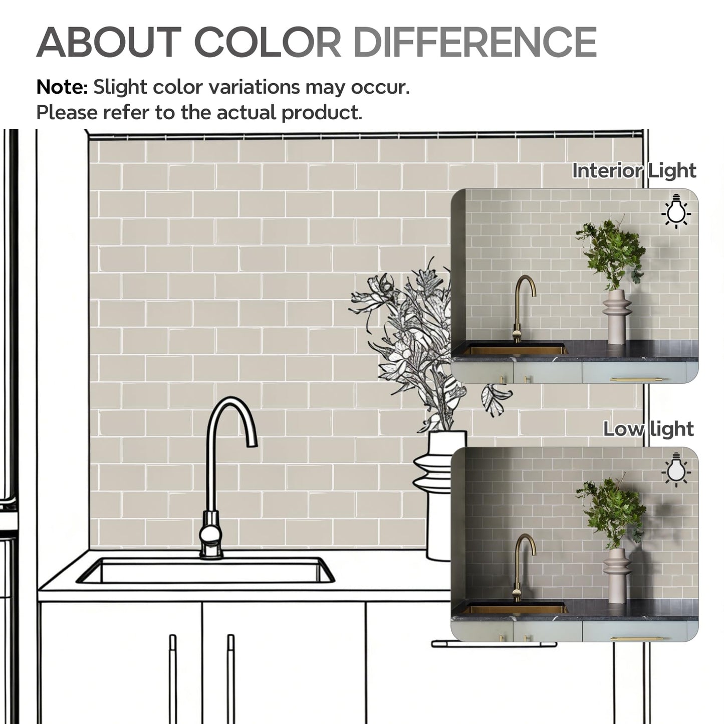 STICKGOO Subway Tile Peel and Stick Backsplash, Thicker Design 12" x 12" Stick on Backsplash Tiles for Kitchen, Bathroom, Wall Tile (10 Sheets, Light Gray Beige)