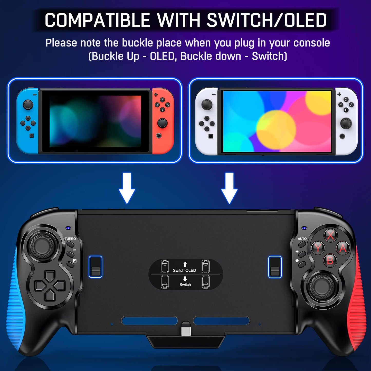 Gammeefy Switch Controller for Switch/OLED, Hall Effect One-Piece Joypad Controller Replacement for Switch Pro Controller, Switch Controllers Remote with Adjustable Turbo and Dual Motor Vibration