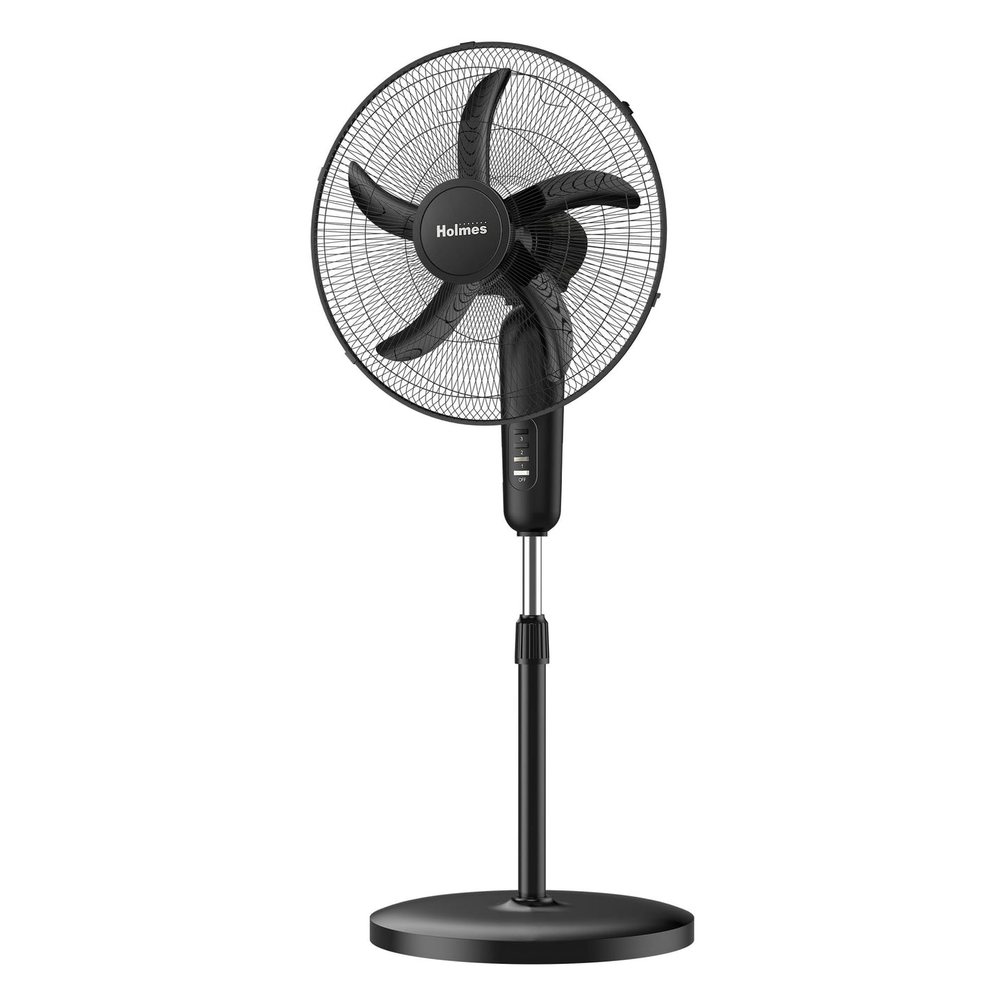 Holmes 18 Inch Oscillating Stand Fan 3 Speed Powerful Airflow Adjustable Height 30 Degree Tilt Wide Angle Cooling Quiet Operation for Bedroom Living Room Home Office Gym Black