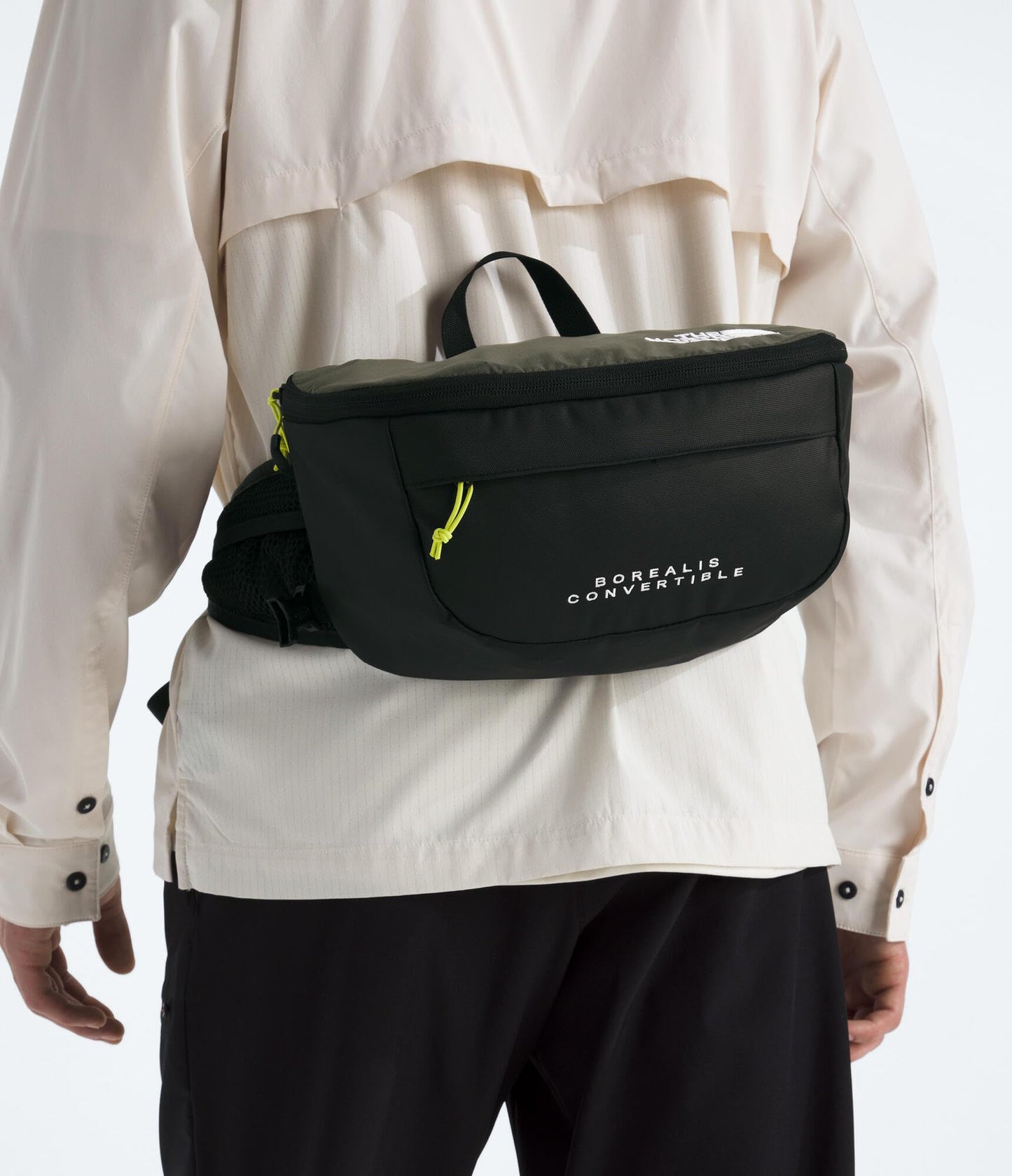 THE NORTH FACE Borealis Convertible Pack | Commuter Laptop Backpack with Removable Lumbar Pack, Water Repellent Finish, New Taupe Green/TNF Black/Fizz Lime, One Size