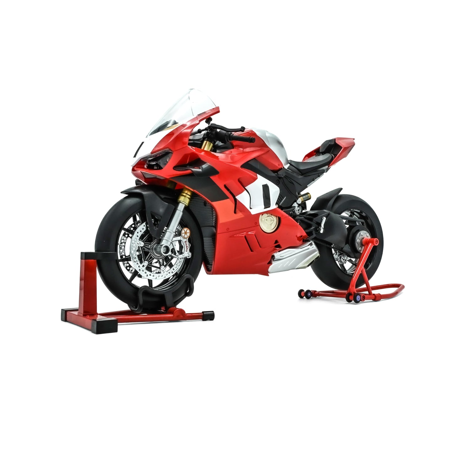 NIKOLATOY 1/6 Alloy Motorcycle Model Accessory Set, Red Stand, Creative Desktop Display and Collectible Gift (V4R)