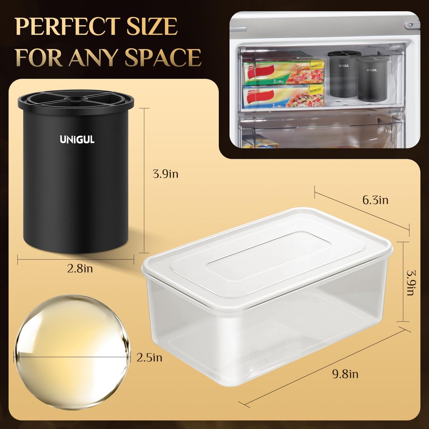 Clear Ice Cube Maker, 2.5" Stainless Steel Crystal Clear Ice Ball Maker, Non-BPA Silicone Ice Cube Molds for Whiskey Easy Release Ice Maker, Bourbon Gifts for Men (Black, 4 PACK)