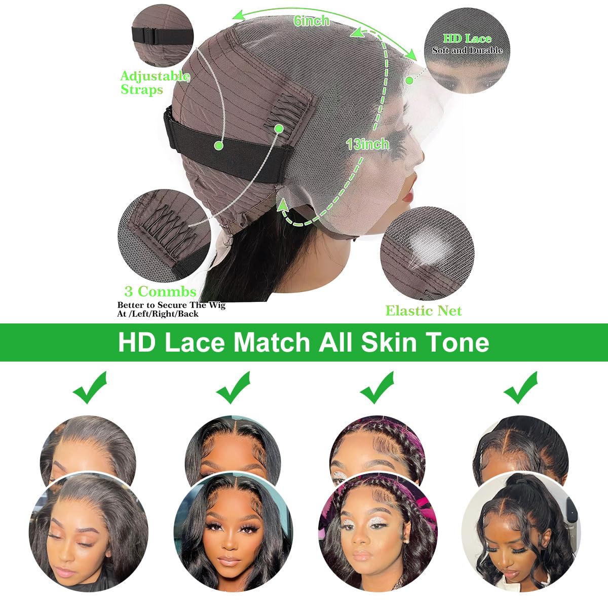 Cikana 30 Inch Lace Front Wigs Human Hair Pre Plucked 180% Density Body Wave Transparent HD 13x6 Lace Frontal Wigs Glueless Body Wave Wig Human Hair for Women with Baby Hair