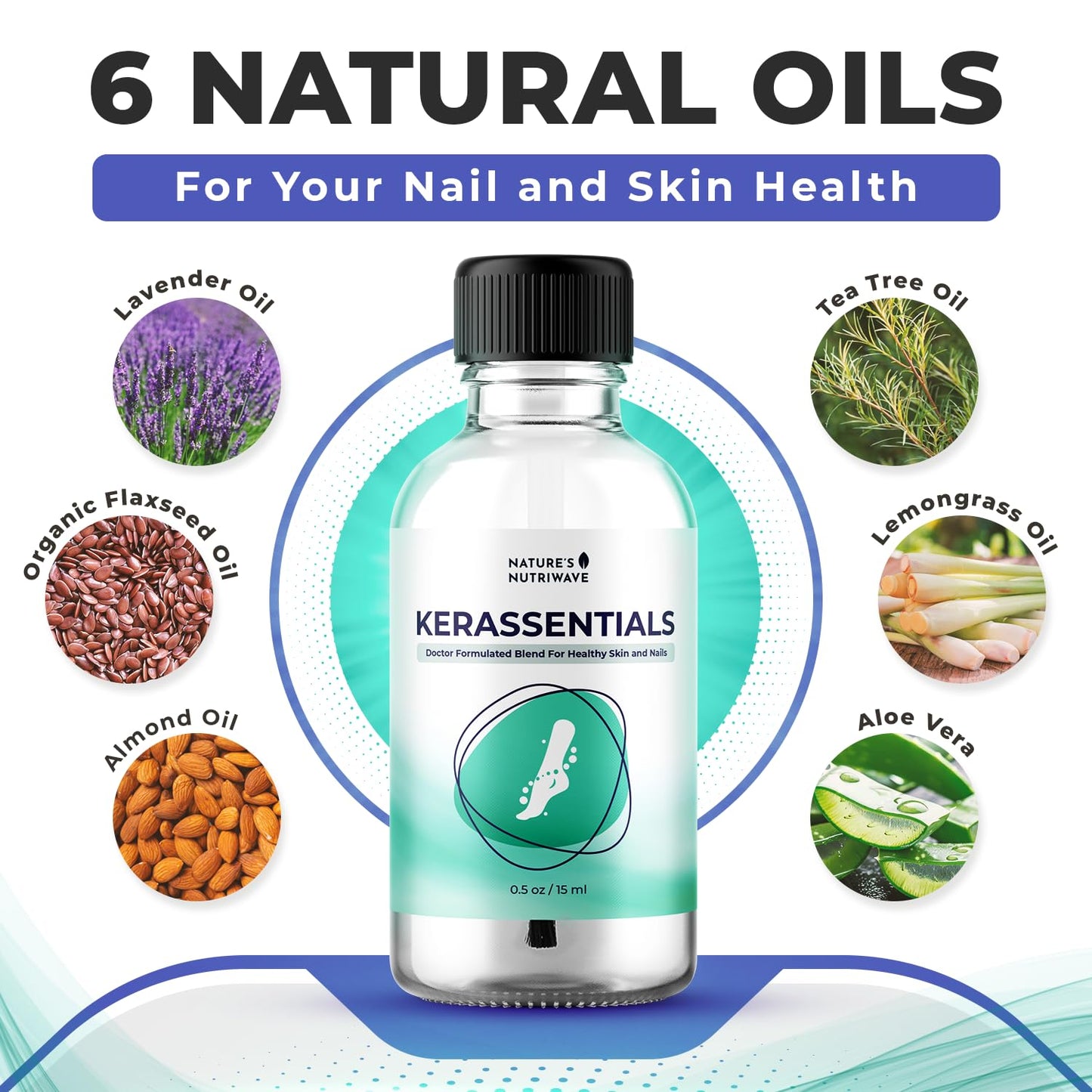 Nature’s NutriWave Kerassentials - Original Kerassentials Formula, Toenail Treatment Extra Strength for Healthy Nails & Skin - Plant-Based Oil for Improved Nail Appearance, 6 Month Supply