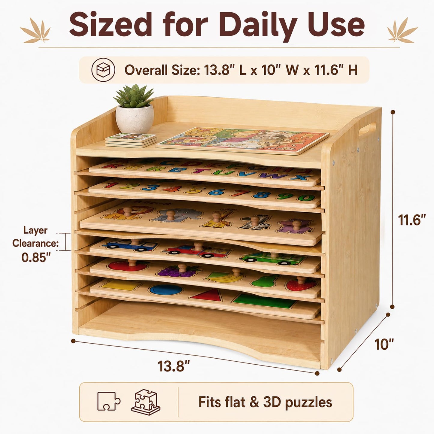 Bamboo Puzzle Holder Rack, 7-Tier Wooden Art Drying Rack, Removable Paint Drying Rack, for School Home Office