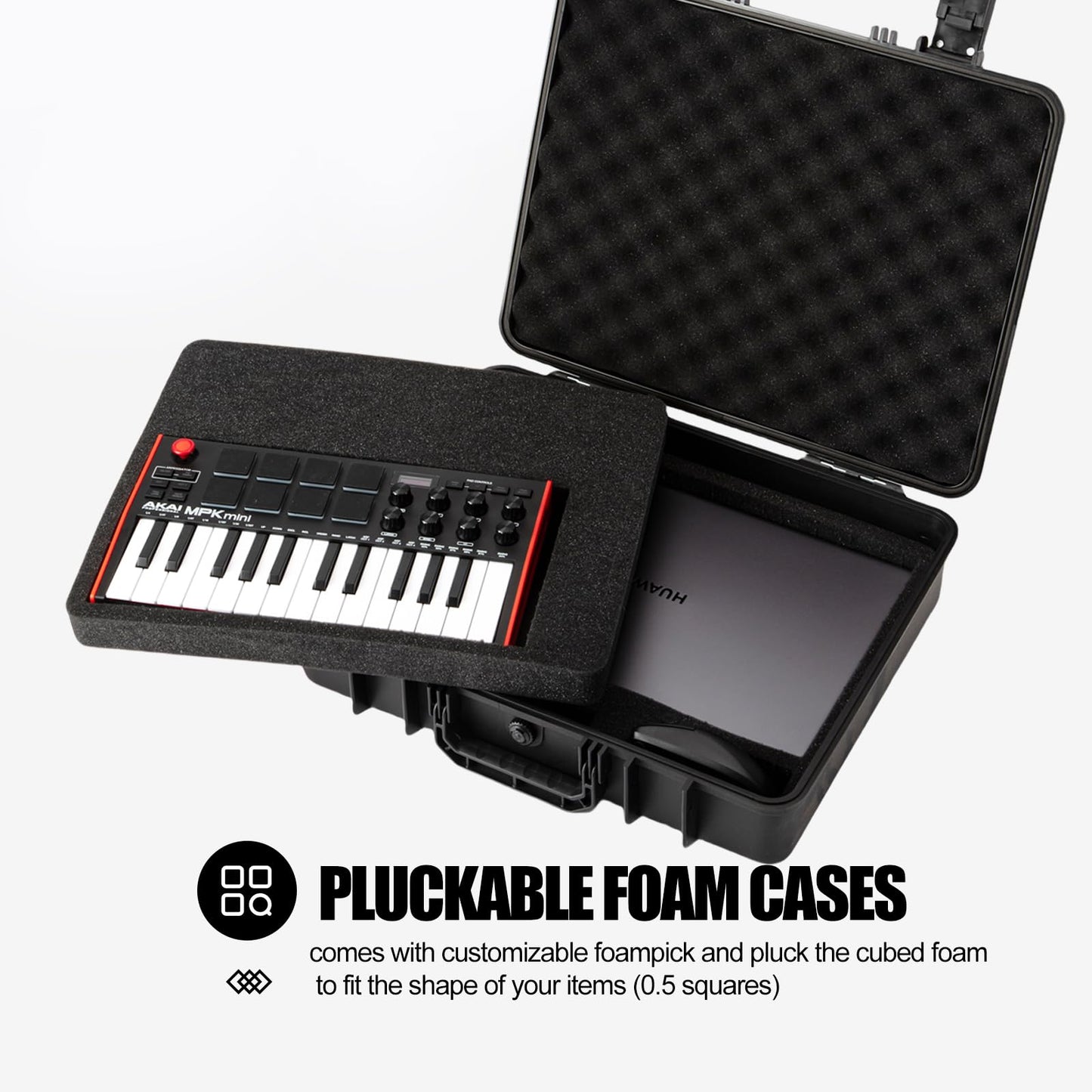 Hard Case for 11-16inch Gaming Laptops & Accessories - Heavy Duty Storage Case with Pull & Pluck Foam Layer Compatible Electronics, Guns, Cameras,Drones, Tools,and Other Gear