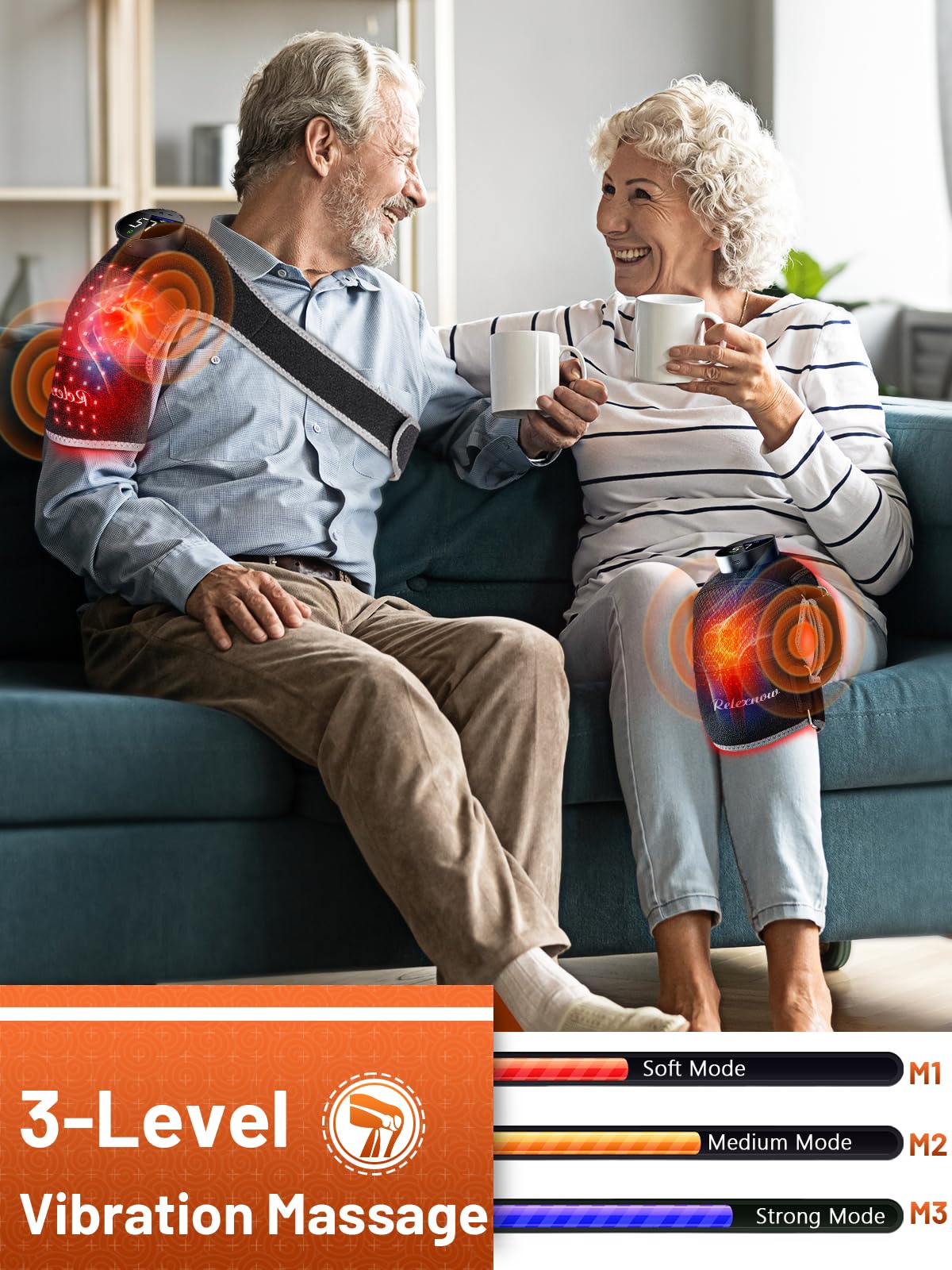 Red Light Therapy Knee Brace, Vibration Knee Massage with Extension Band, Wireless Rechargeable Controller,660nm and 850nm Near Infrared Light Therapy Device for Knee/Elbow/Shoulder Pain Relief