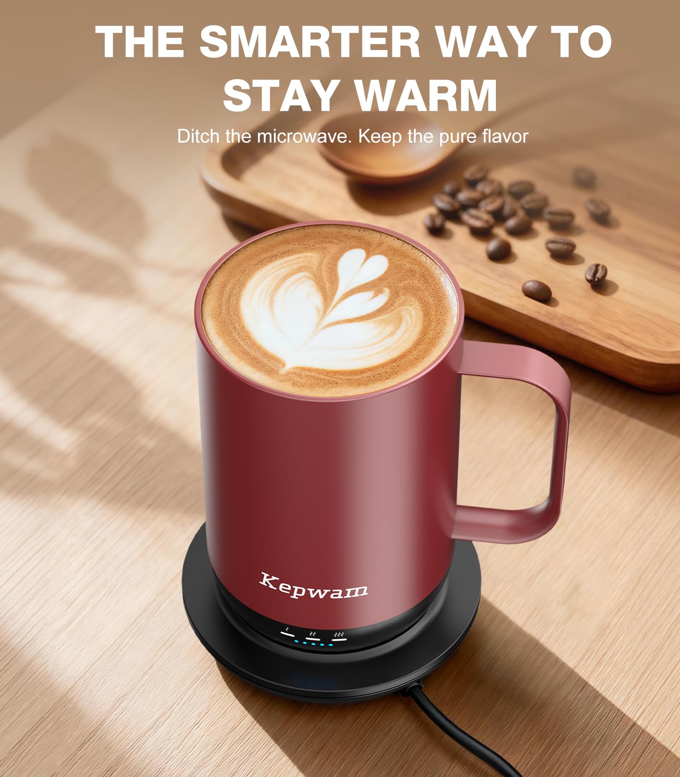 Kepwam Self-Heating Coffee Mug T1, 16oz Rechargeable Heated Coffee Mug, Smart Coffee Warmer Mug with App-Controlled,Advanced Temperature-Controlled Heating Coffee Gifts for Women Men Coffee Lover