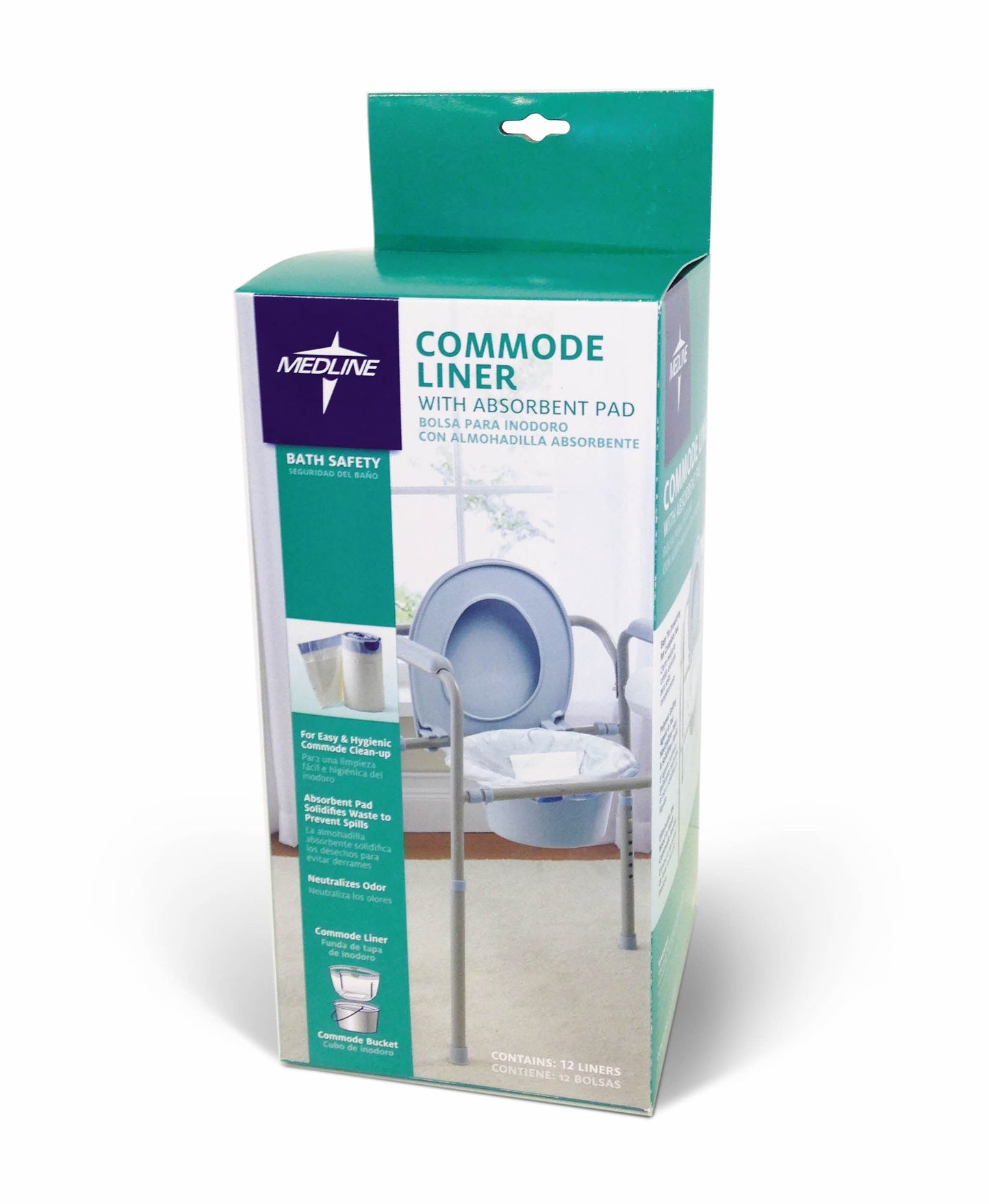 Medline Commode Liners with Absorbent Pad case of 72