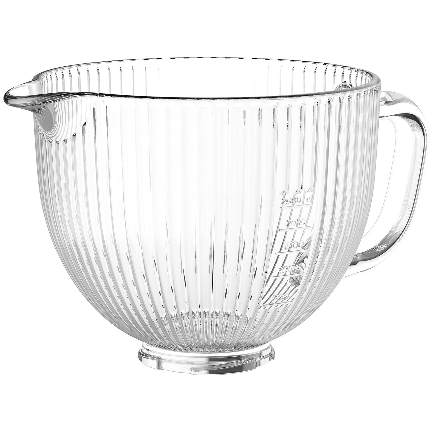 Glass Mixer Bowl for KitchenAid 4.5 and 5 Quart Tilt-Head Stand Mixers, 5 qt Mixing Bowl for Kitchen Aid With Measurement Markings & Handle