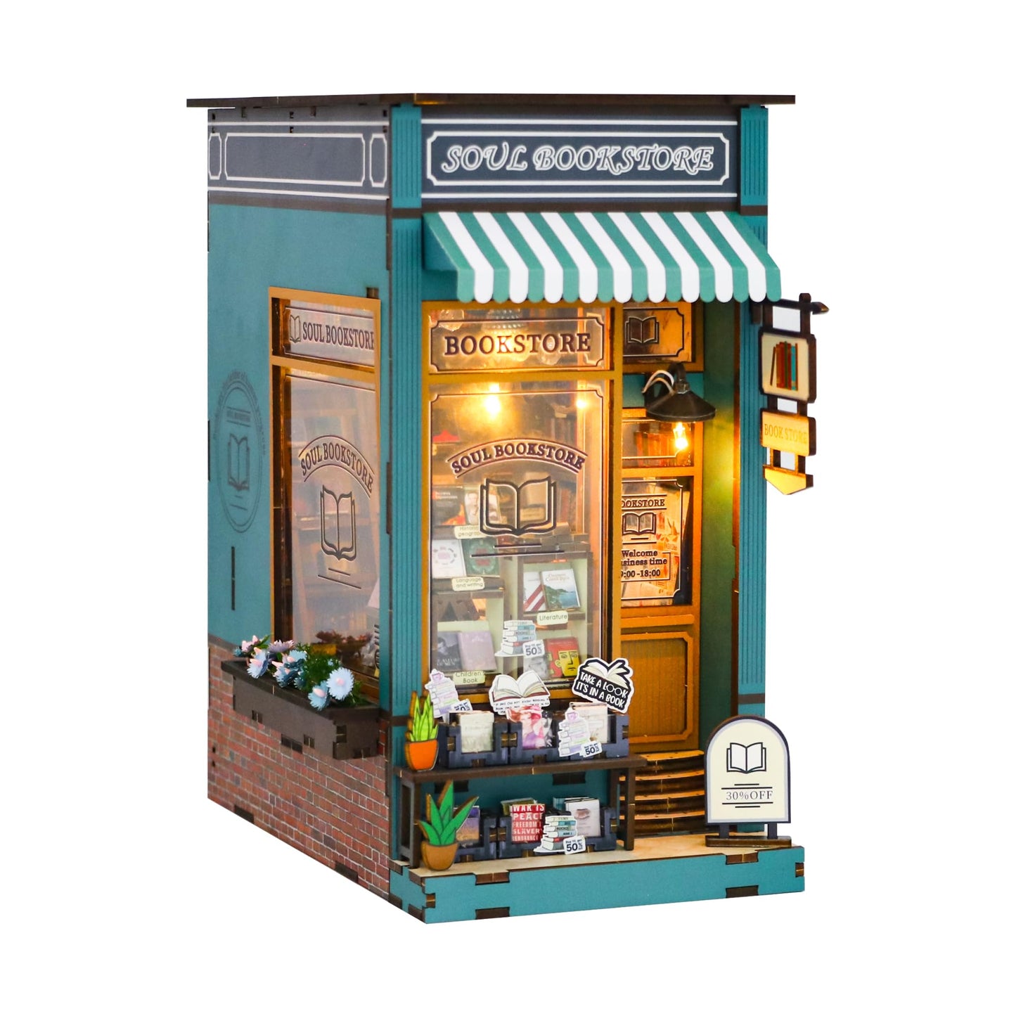 Soothee DIY Book Nook Kit with LED Lights - 3D Puzzles for Adults & Teens, Miniatures and Model Building Kits for Bookshelf Decor, Relaxing Craft & Unique Gift for Craft Lovers (Soul Bookstore)