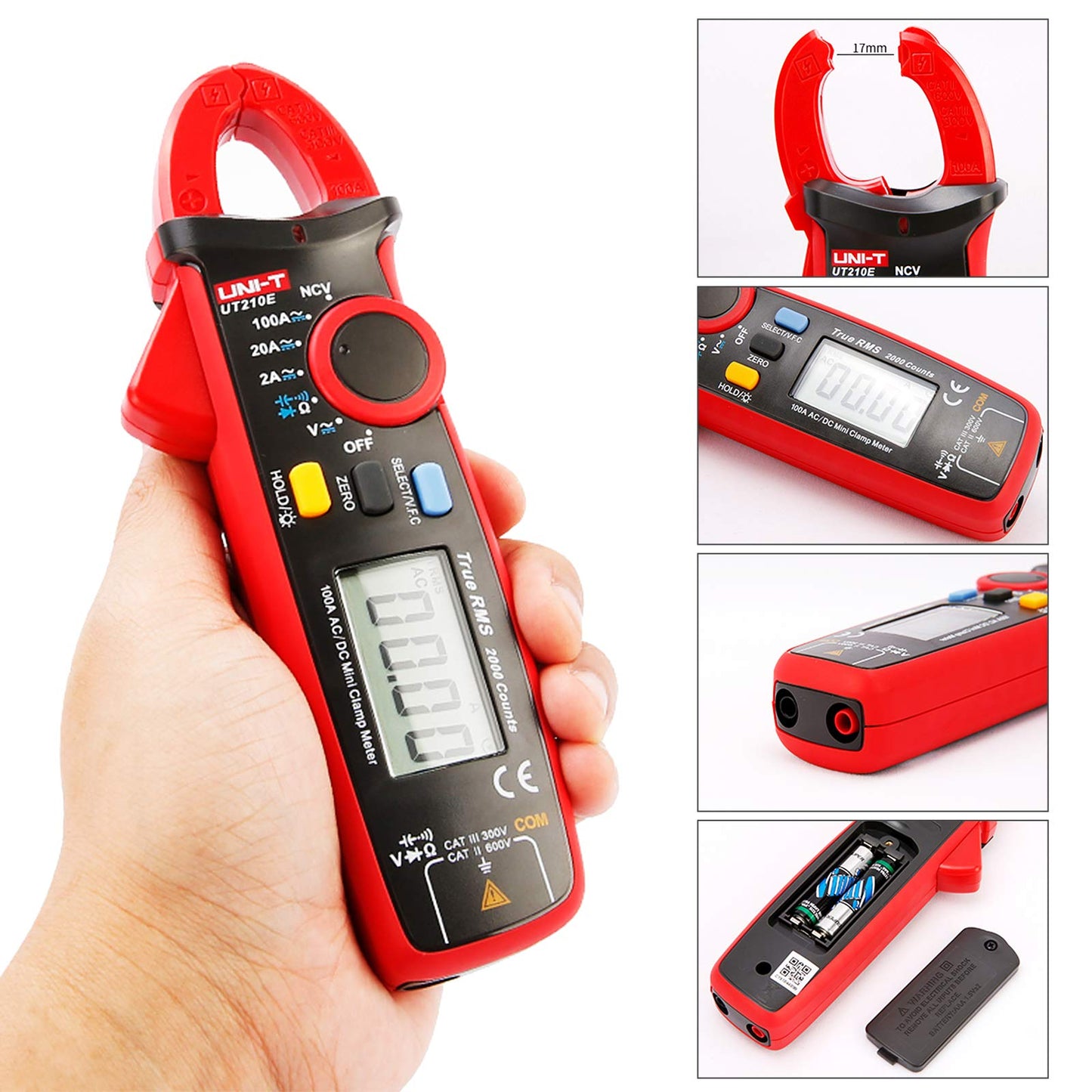 UNI-T UT210E Mini Digital Clamp Meter 100A AC DC Current Voltage True RMS Pliers Ammeter Resistance, Capacitance, Diode Tester Multimeter