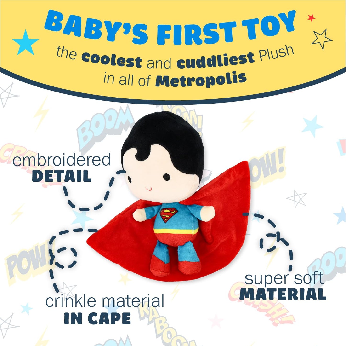 KIDS PREFERRED DC Comics Superman Soft Huggable Weighted Stuffed Animal Cute Plush Toy for Toddler Boys and Girls, Gift for Kids, Man of Steel 11.5 inches