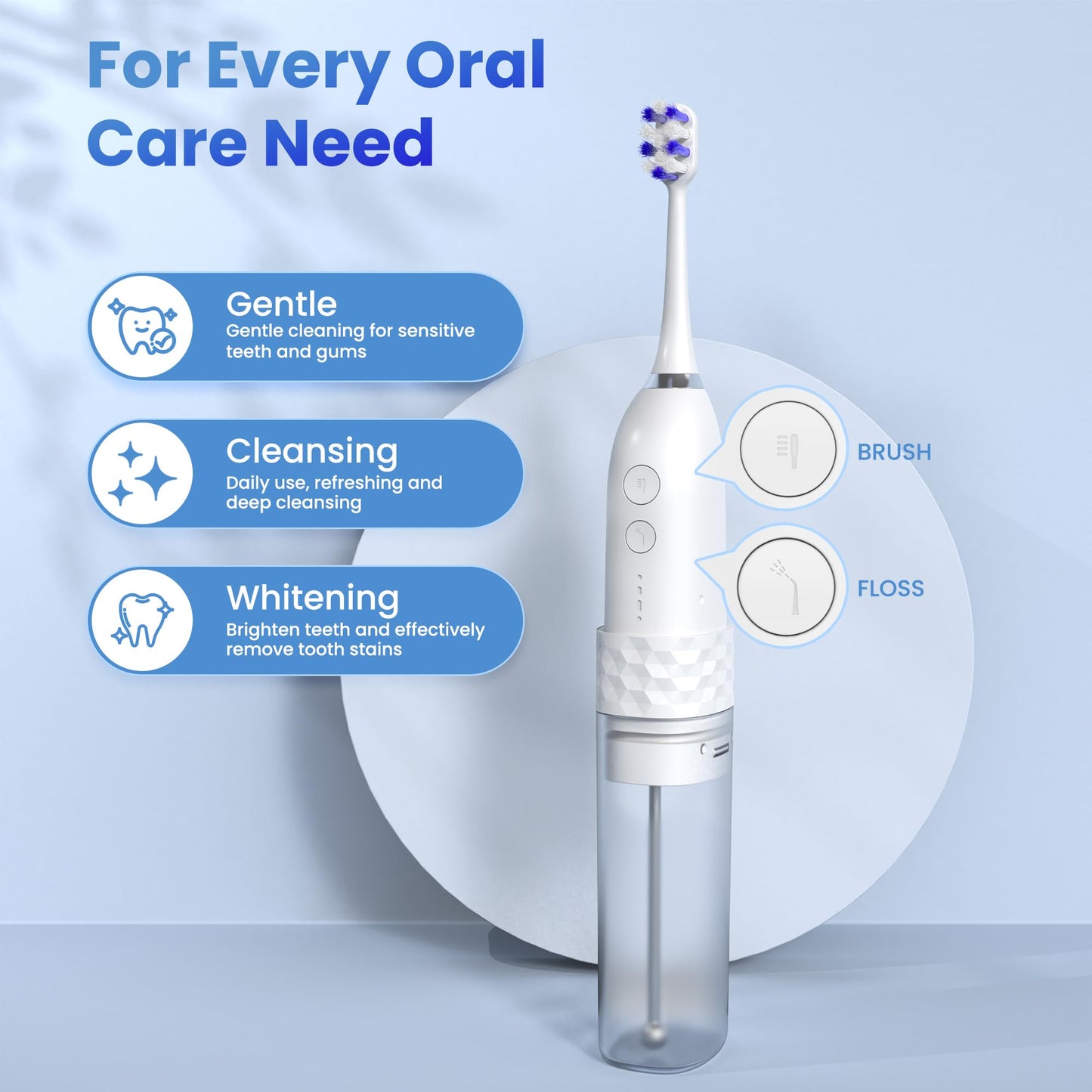 UNINGOPI Portable Water flosser with Electric Toothbrush, 2 in 1 Teeth Cleaning Kit, Electric Toothbrush and flosser Combo, Water Flosser for Travel and Home (White)