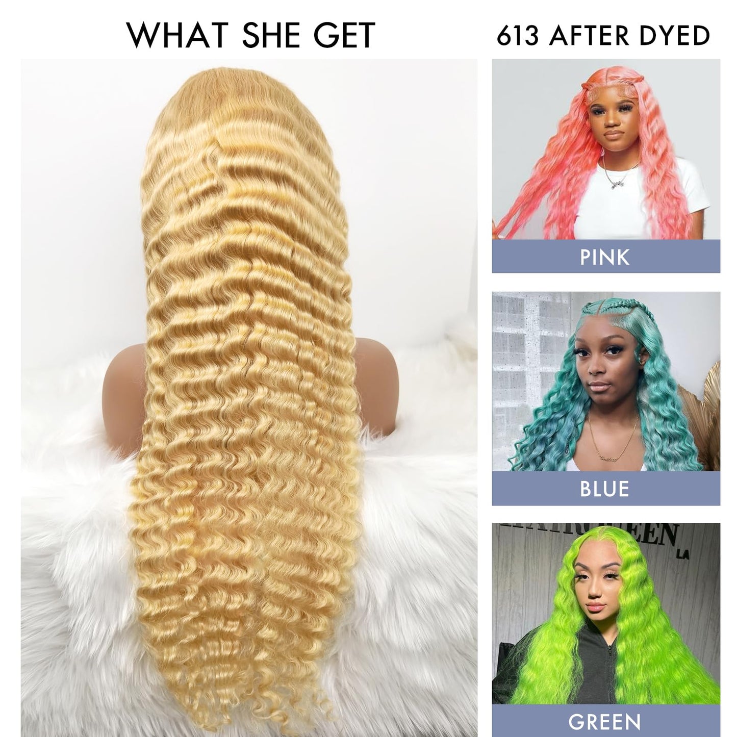 613 Lace Front Wig Human Hair 28 Inch Deep Wave Blonde Wig Human Hair 16A 13x4 HD 613 Deep Wave Blonde Lace Front Wigs Human Hair 180% Density Curly Blonde Frontal Wig Deep Wave 613 Wig Pre Plucked
