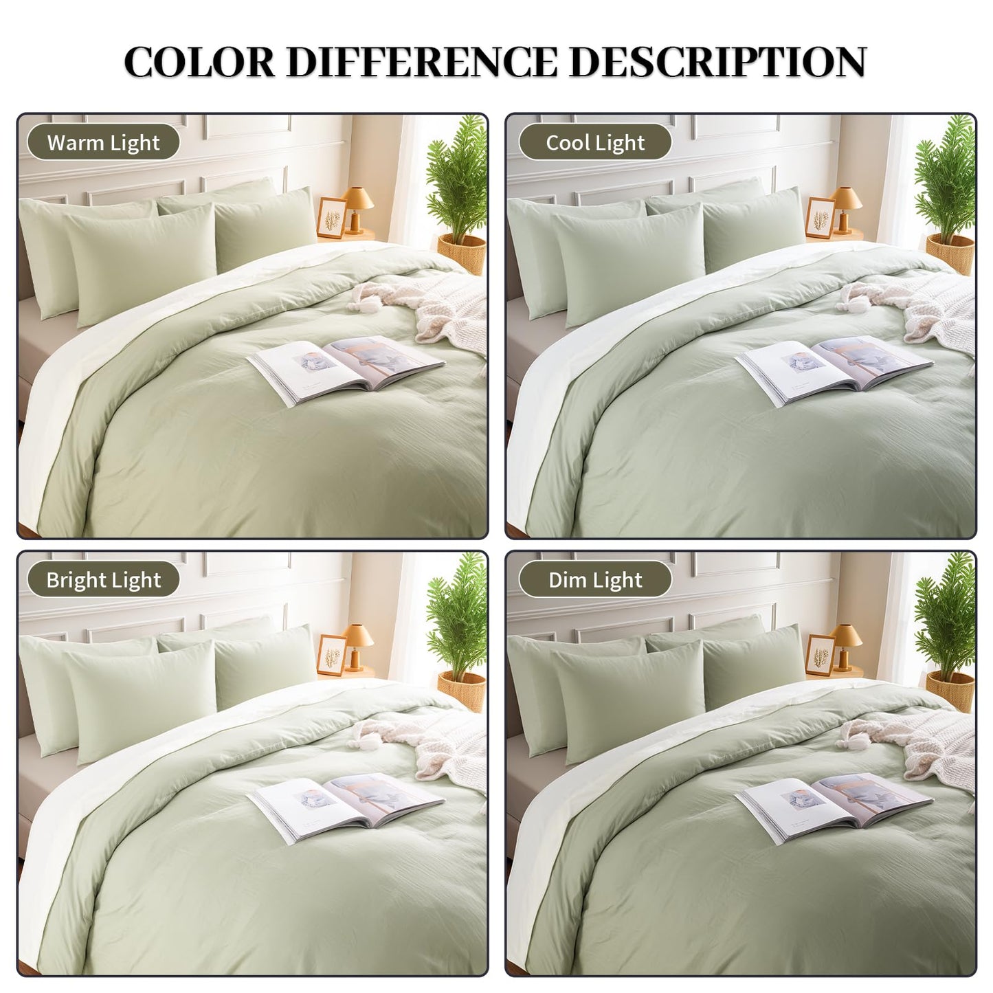 NEXHOME PRO Queen Duvet Cover Set – 100% Certified Organic Cotton with Washed Feel & Linen-Like Texture, Comfortable & Breathable, Home Bedding Set Sage Green (No Comforter)