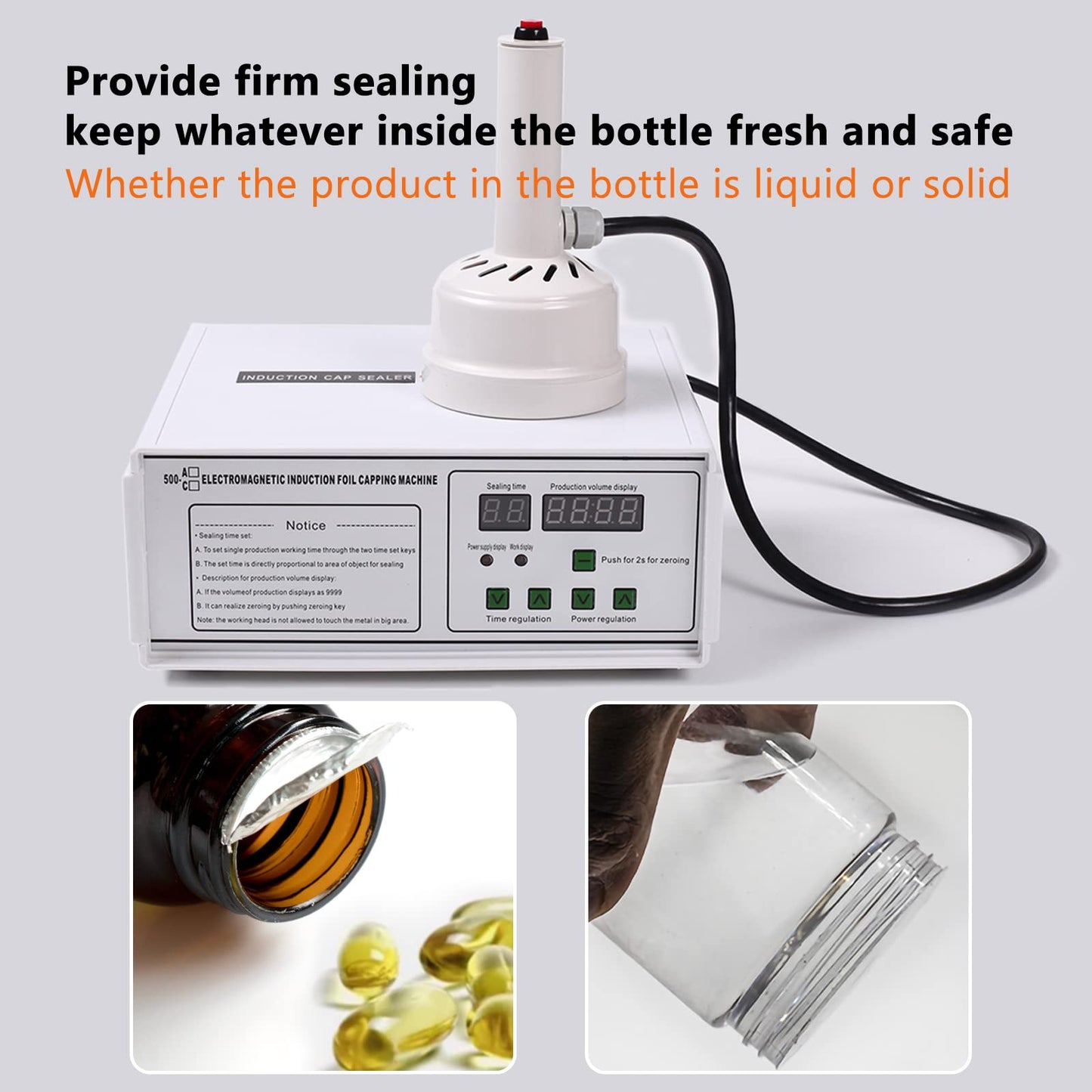 Fanlocn Bottle Cap Sealer, Induction Heat Sealer For Plastic, Glass Bottles 20-100mm 110v