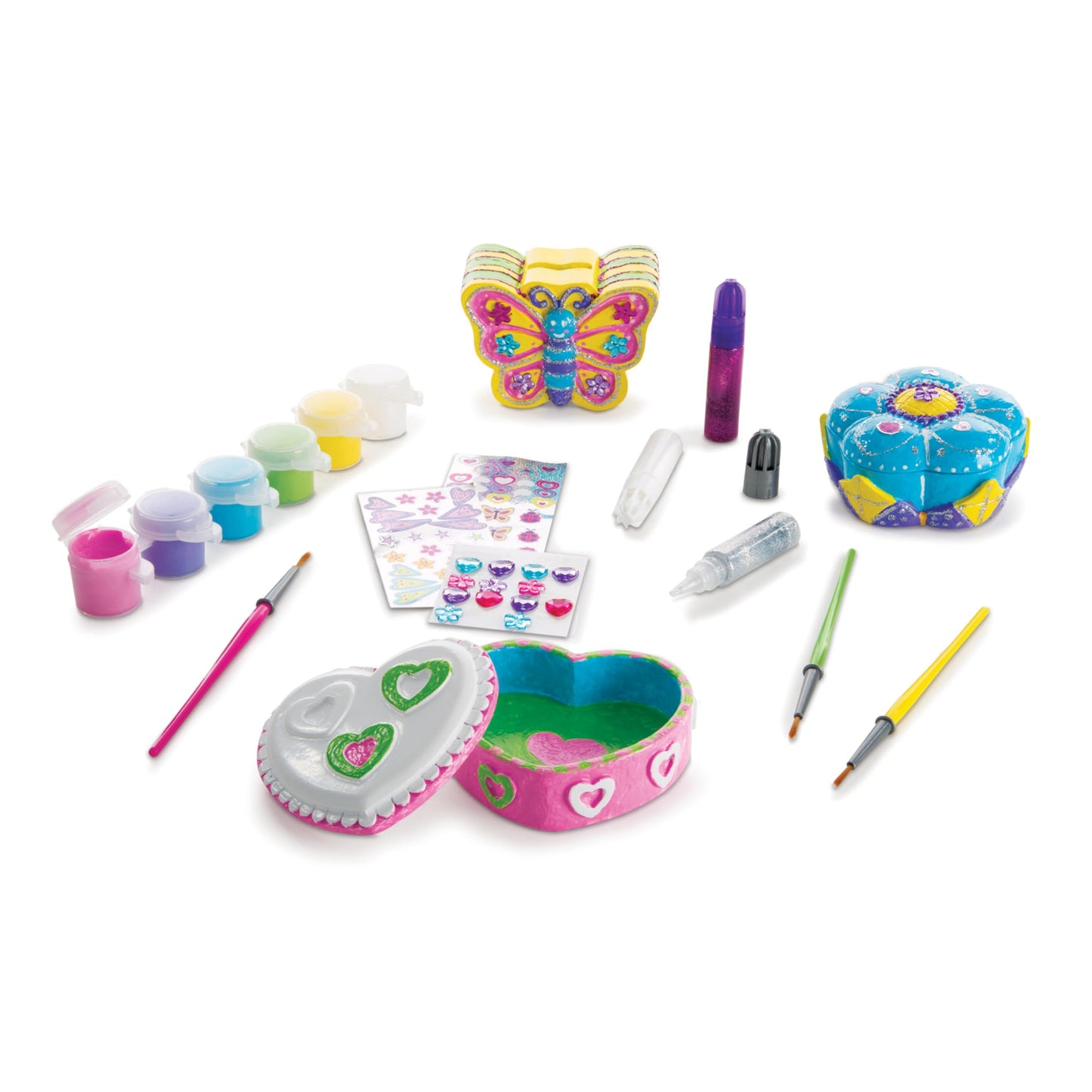 Melissa & Doug Created by Me! Favorite Things Craft Kit Set: Paint-Your-Own Flower and Heart Treasure Boxes and Butterfly Bank for Kids