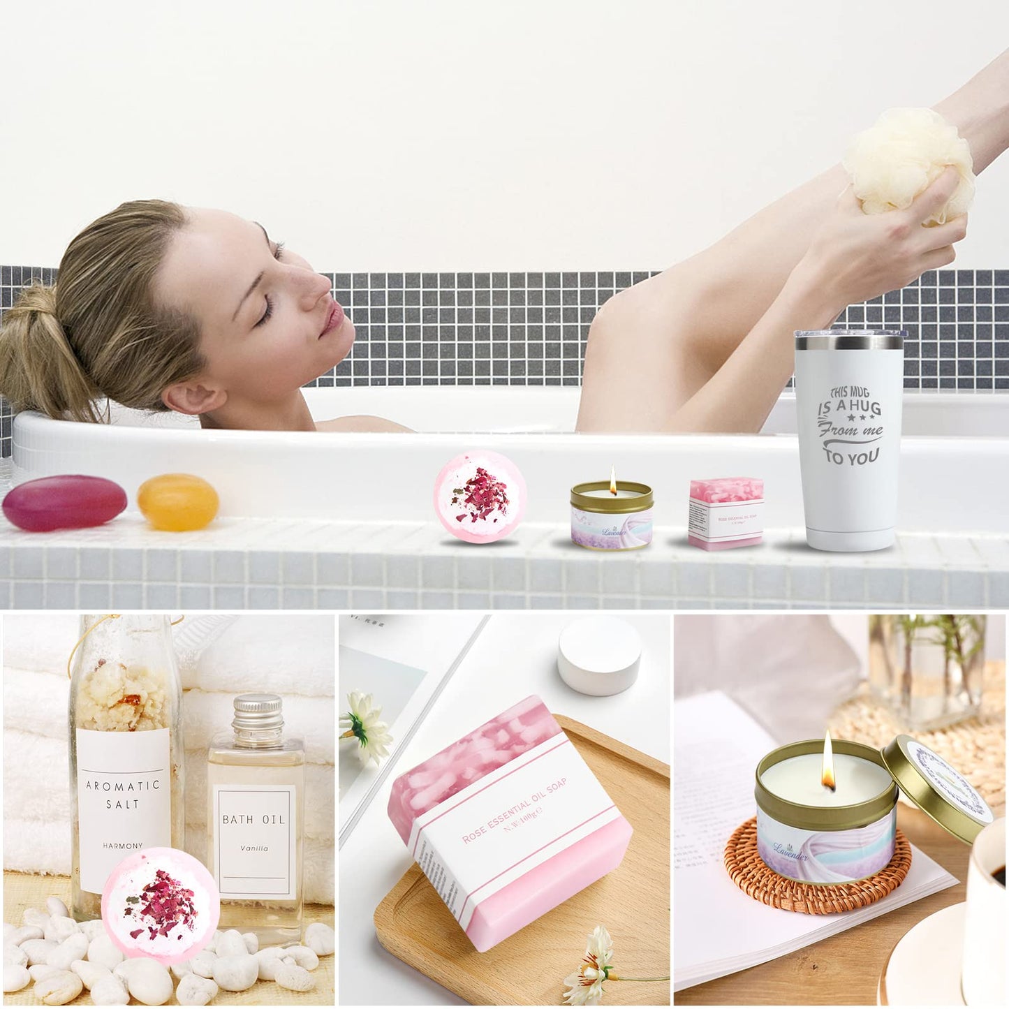 Gifts for Women, Gifts for Mom, Care Package for Women, Relaxing Spa Gift Set, Birthday Baskets, Unique Holiday Gifts Basket for Her, Sister, Mom, Girl Friend, Best Friends